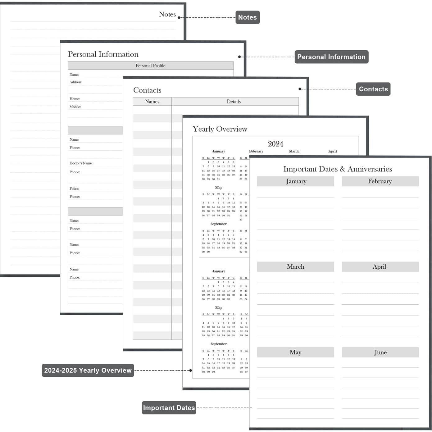 Diario de Autodisciplina Tuun Fuplan - 182 Días, Gris