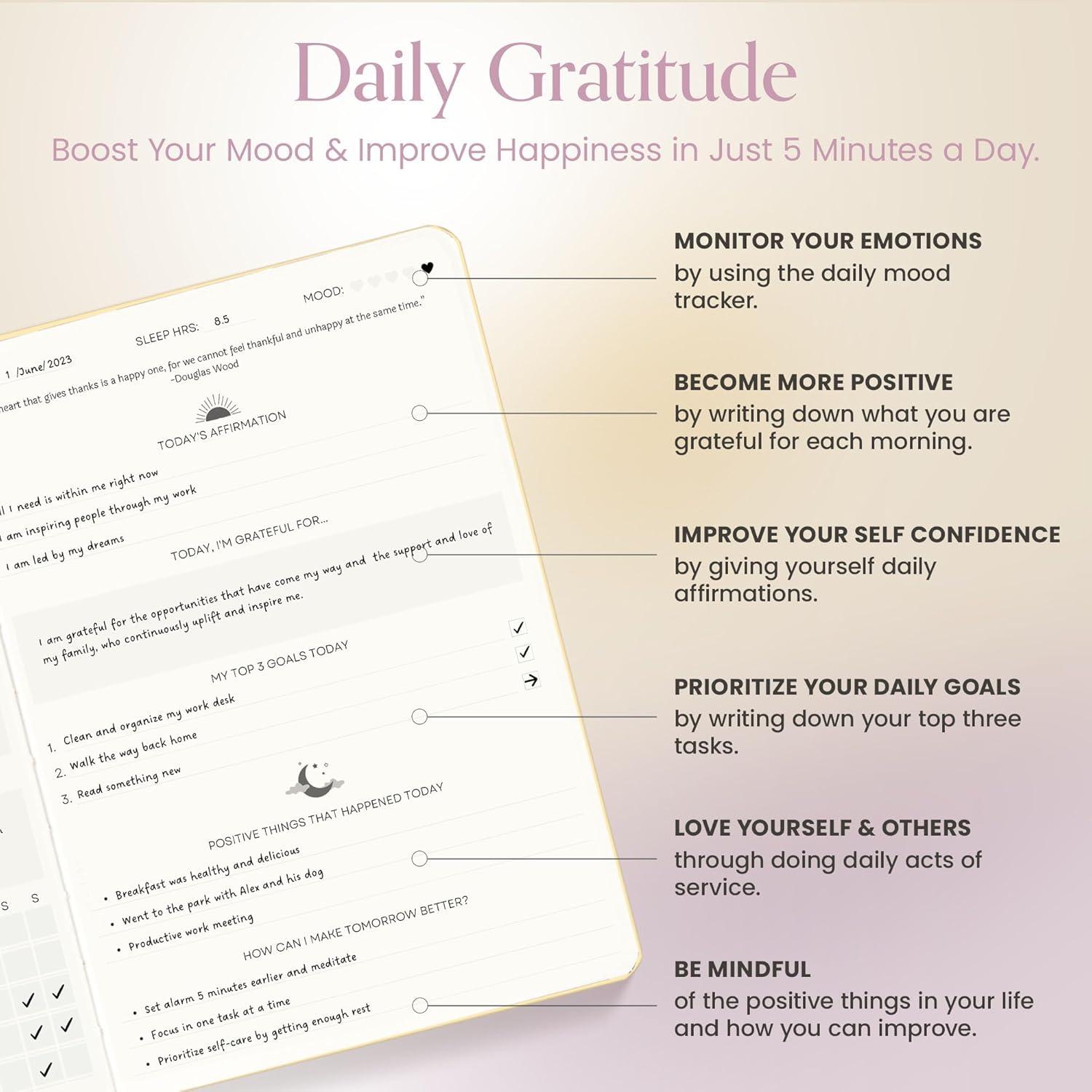 Diario de Gratitud Planificador Mantra - Cuidado Personal A5