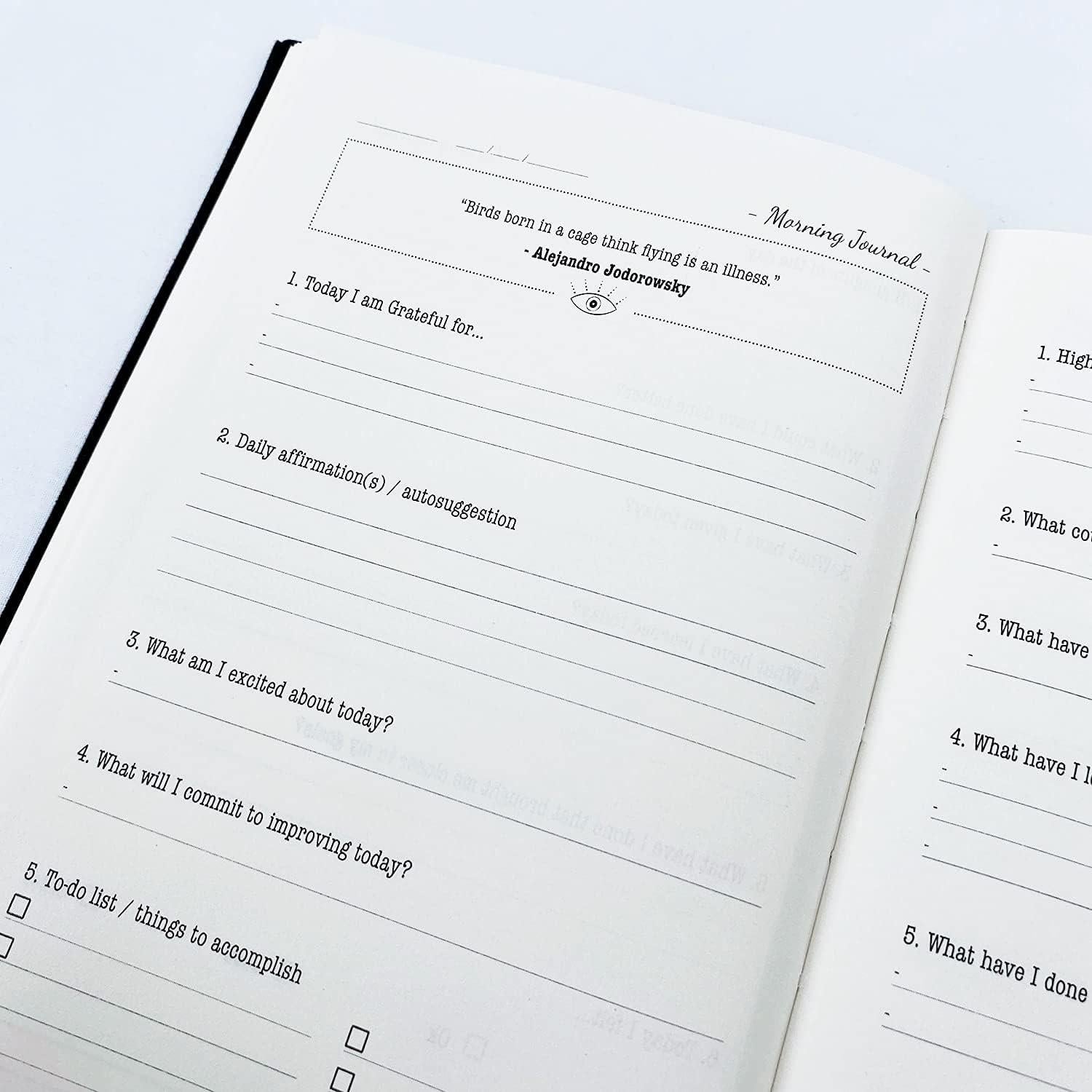 Diario de Gratitud y Planificador A5 Enfoque Diario Negro