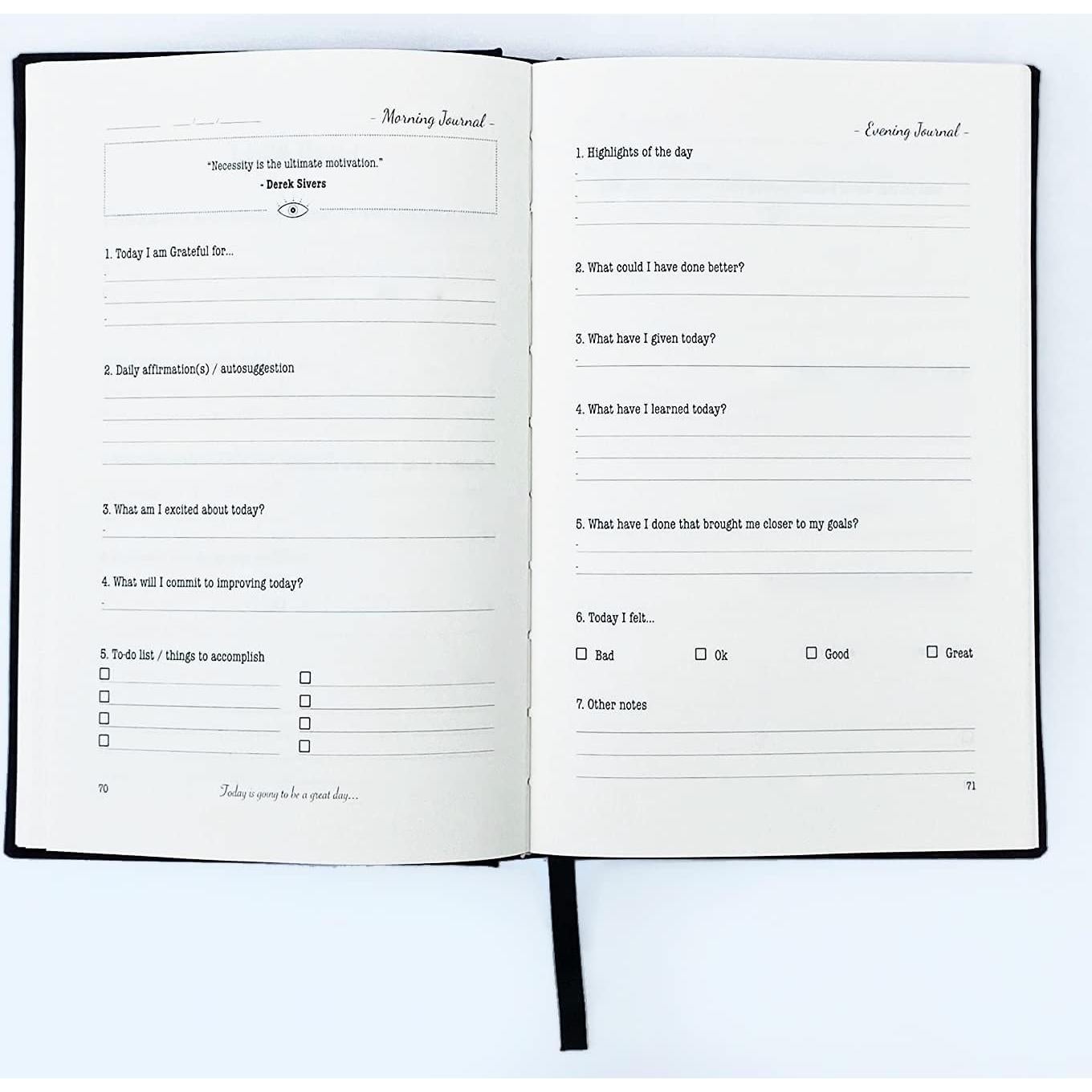 Diario de Gratitud y Planificador A5 Enfoque Diario Negro