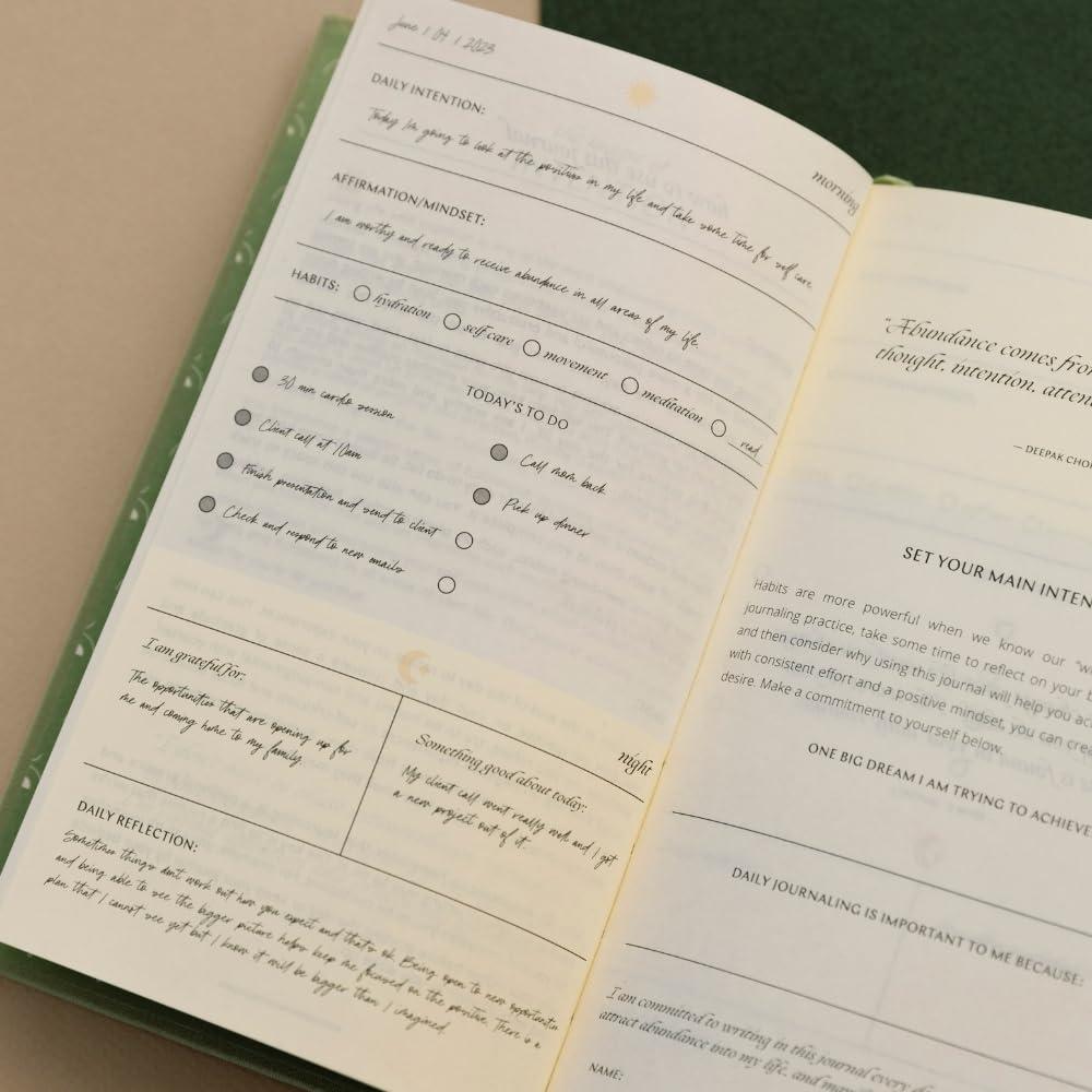 The Daily Intention Journal® - Inspirational Gratitude Motivation Reflection Manifestation Mindfulness Daily Journal - Eco-Friendly and Plastic-Free - Mantra® Brand