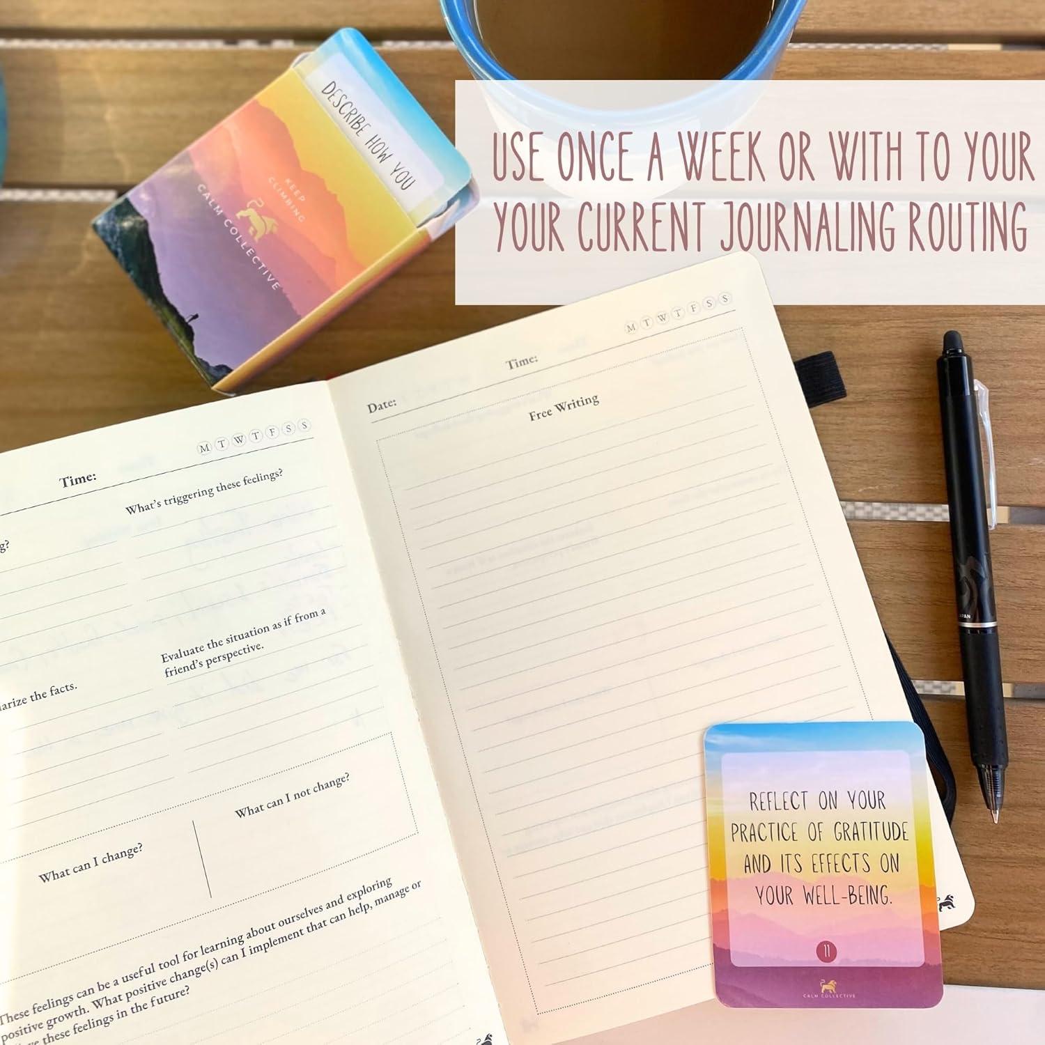 Tarjetas de Diario Anti-Anxiety Calm Collective - 52 Prompts CBT