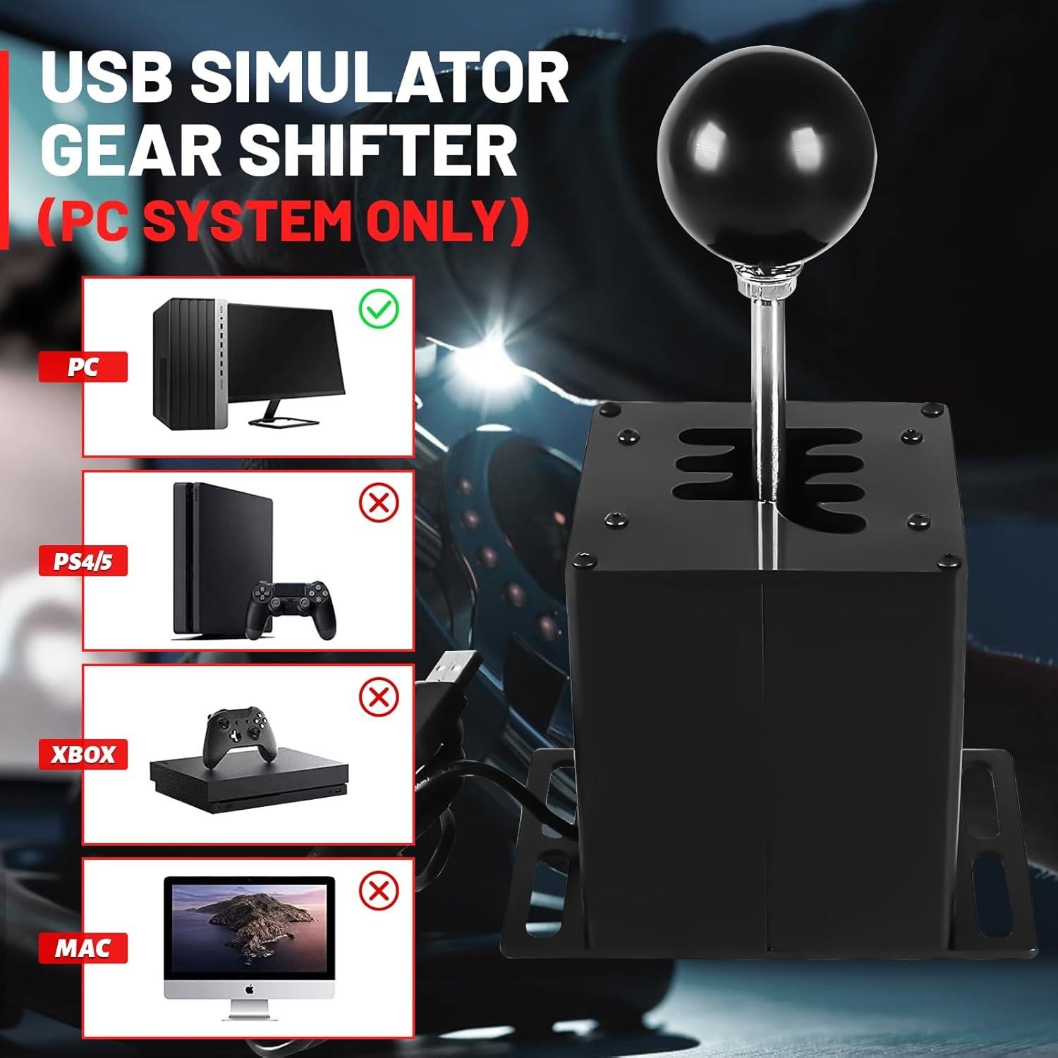 Simulador USB Shifter XUZHONG 6+R para Logitech y Thrustmaster