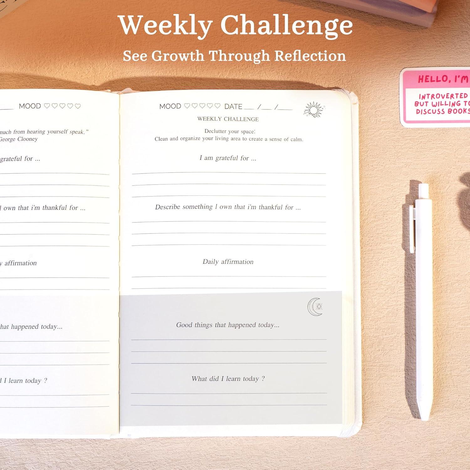 Diario de Gratitud Yoment Rosa - Cuidado Personal 21.6x14 cm