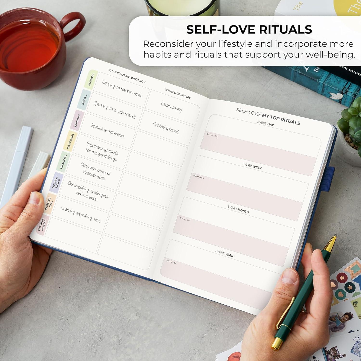 Diario de Autoamor Clever Fox A5 Azul Místico - 180 Días de Reflexión