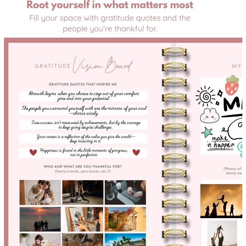 Diario de Gratitud A5 Rosa - Shine Sparkle Slay 2025