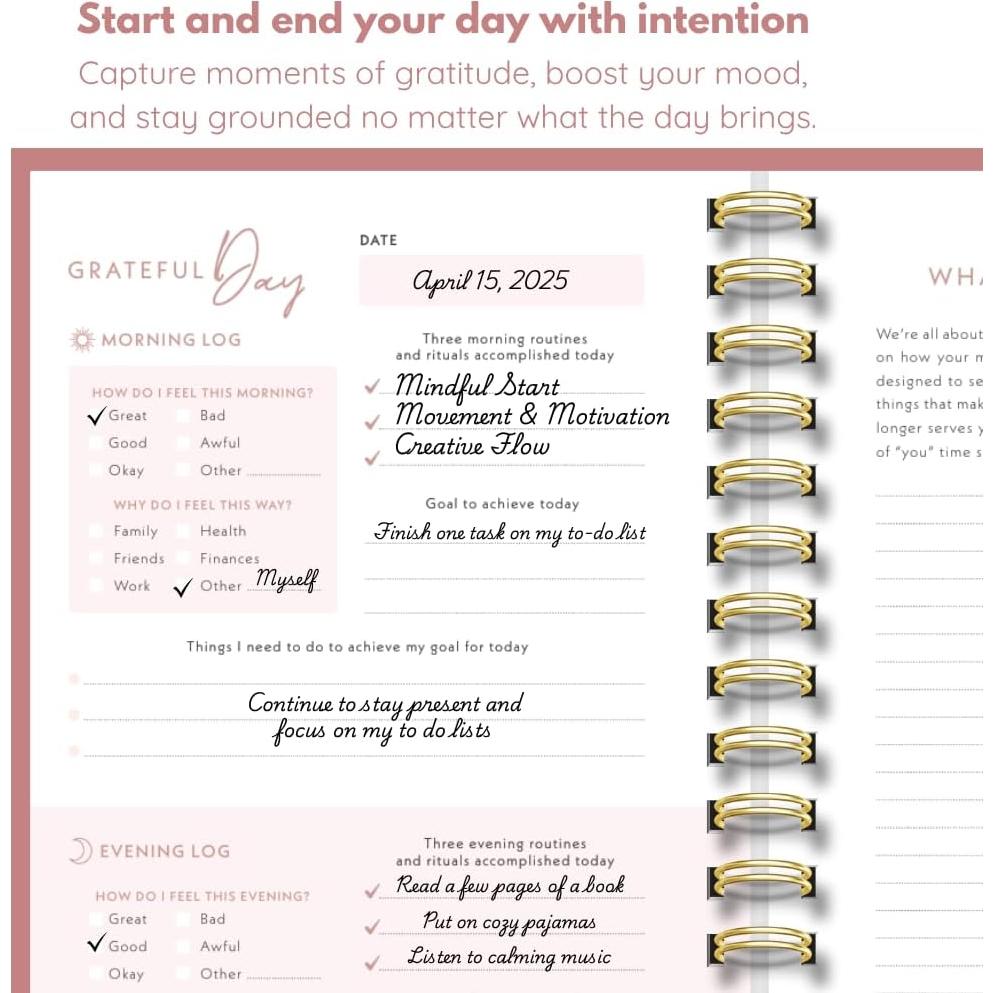 Diario de Gratitud A5 Rosa - Shine Sparkle Slay 2025