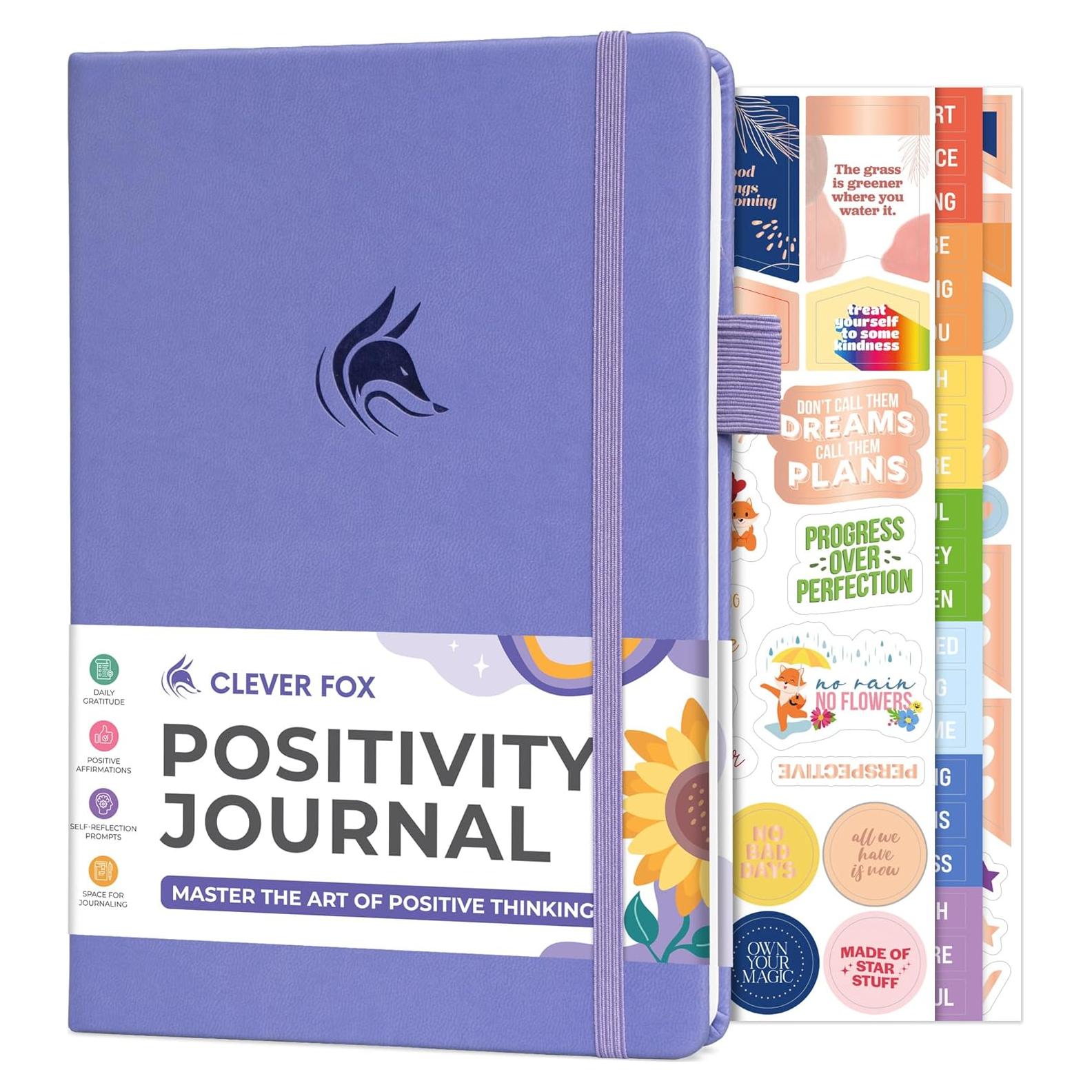 Diario de Gratitud Clever Fox A5 Lavanda con Prompts y Rastreador