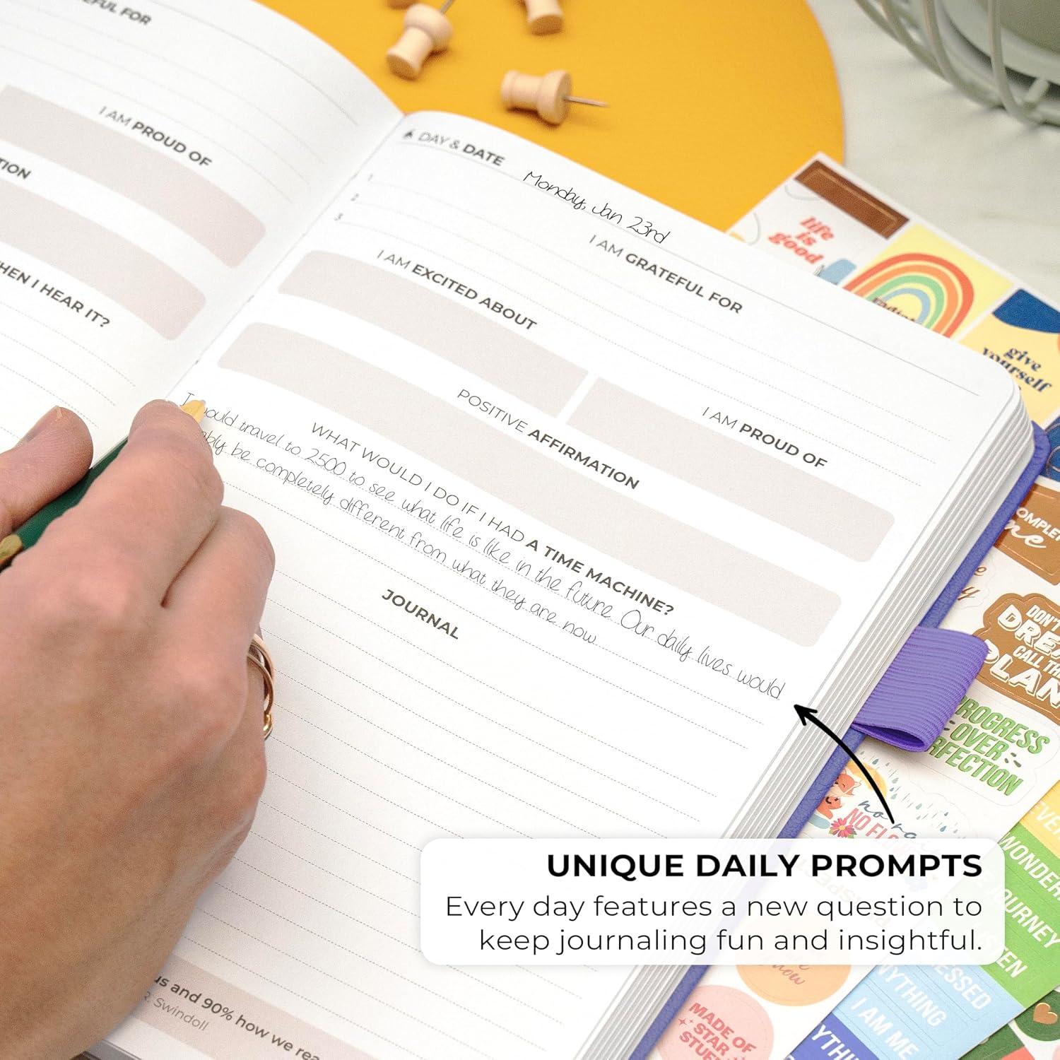 Diario de Gratitud Clever Fox A5 Lavanda con Prompts y Rastreador