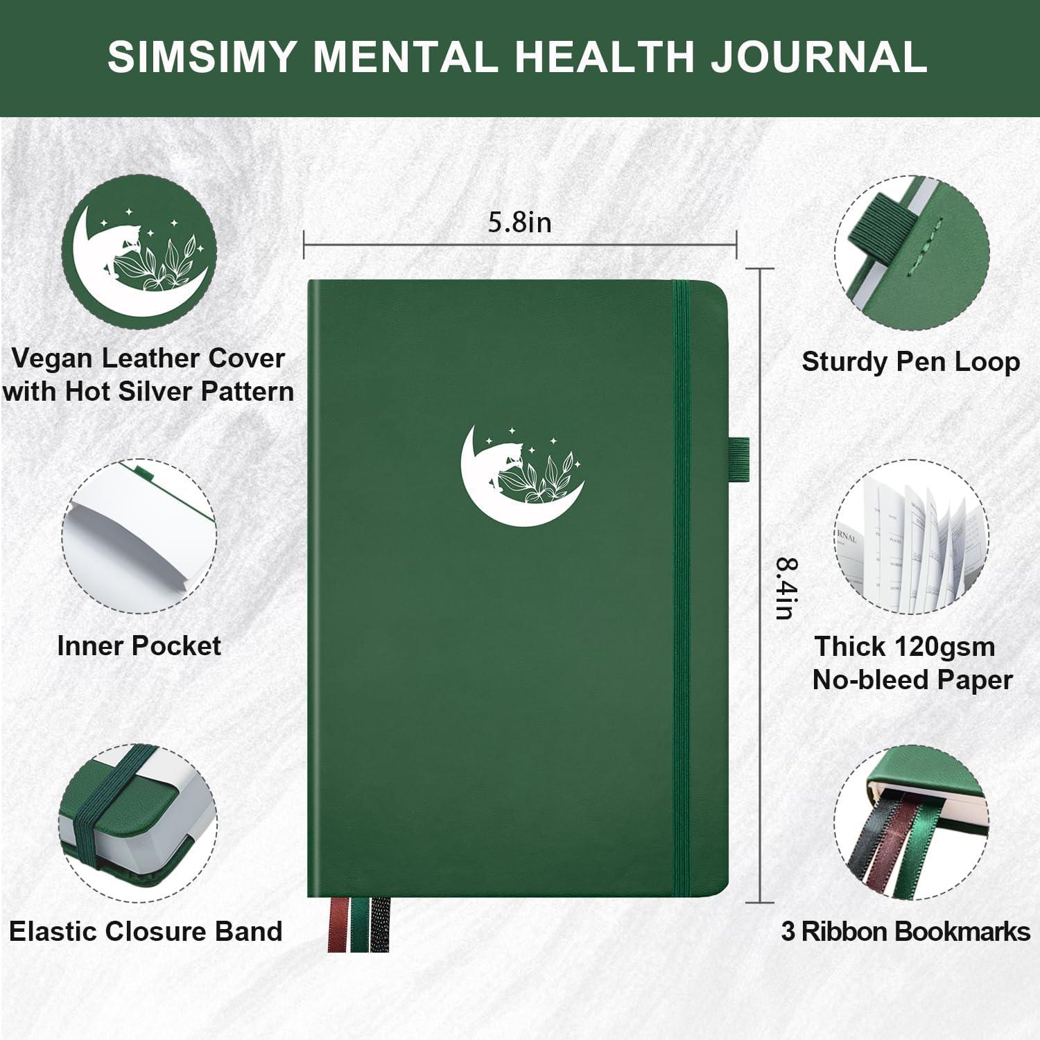 Diario de Salud Mental SIMSIMY A5 Verde Oscuro 91 Días