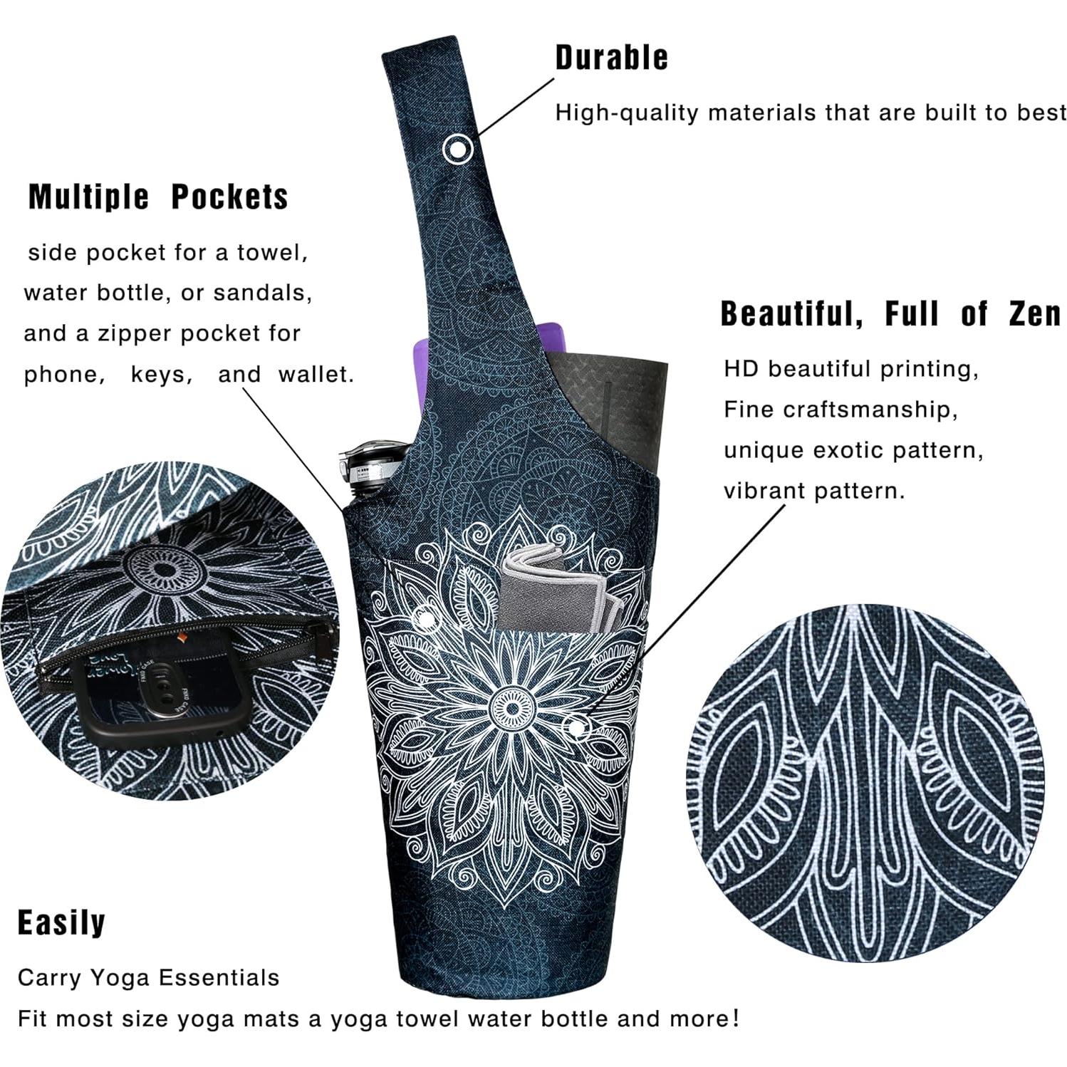 Bolsa de Yoga BagYG Mandala Negro 94x39cm con Bolsillos