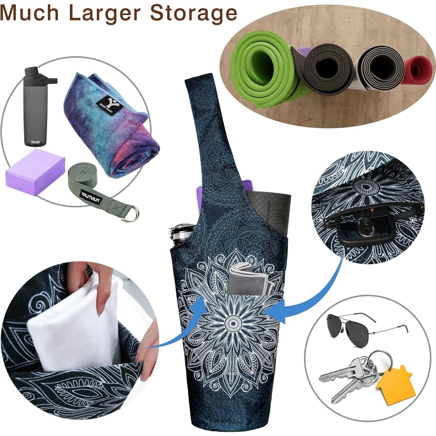 Bolsa de Yoga BagYG Mandala Negro 94x39cm con Bolsillos