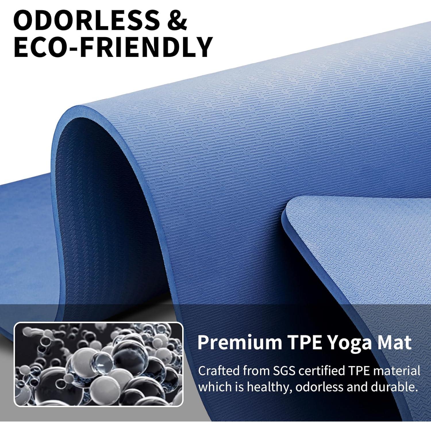 Esterilla de Yoga Hatha Yoga Extra Larga TPE 200.66x101.6cm Antideslizante