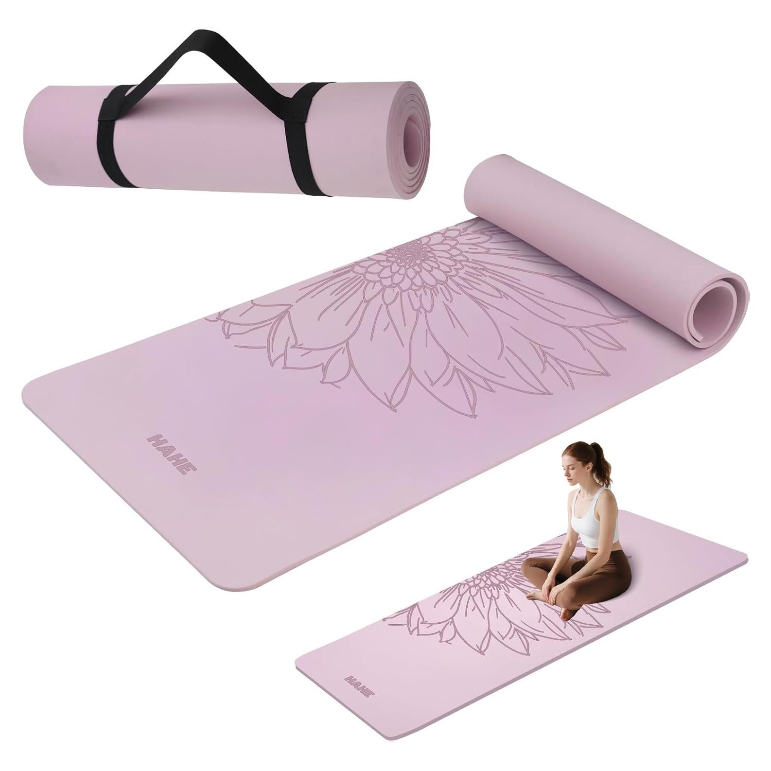 Estera de Yoga Antideslizante HAHE 8mm Púrpura Taro 182x61cm