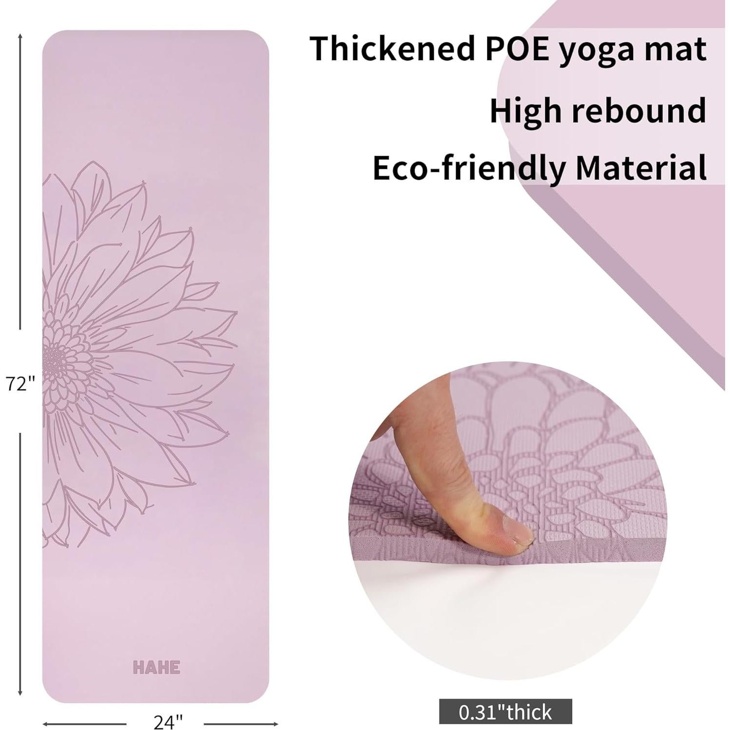 Estera de Yoga Antideslizante HAHE 8mm Púrpura Taro 182x61cm