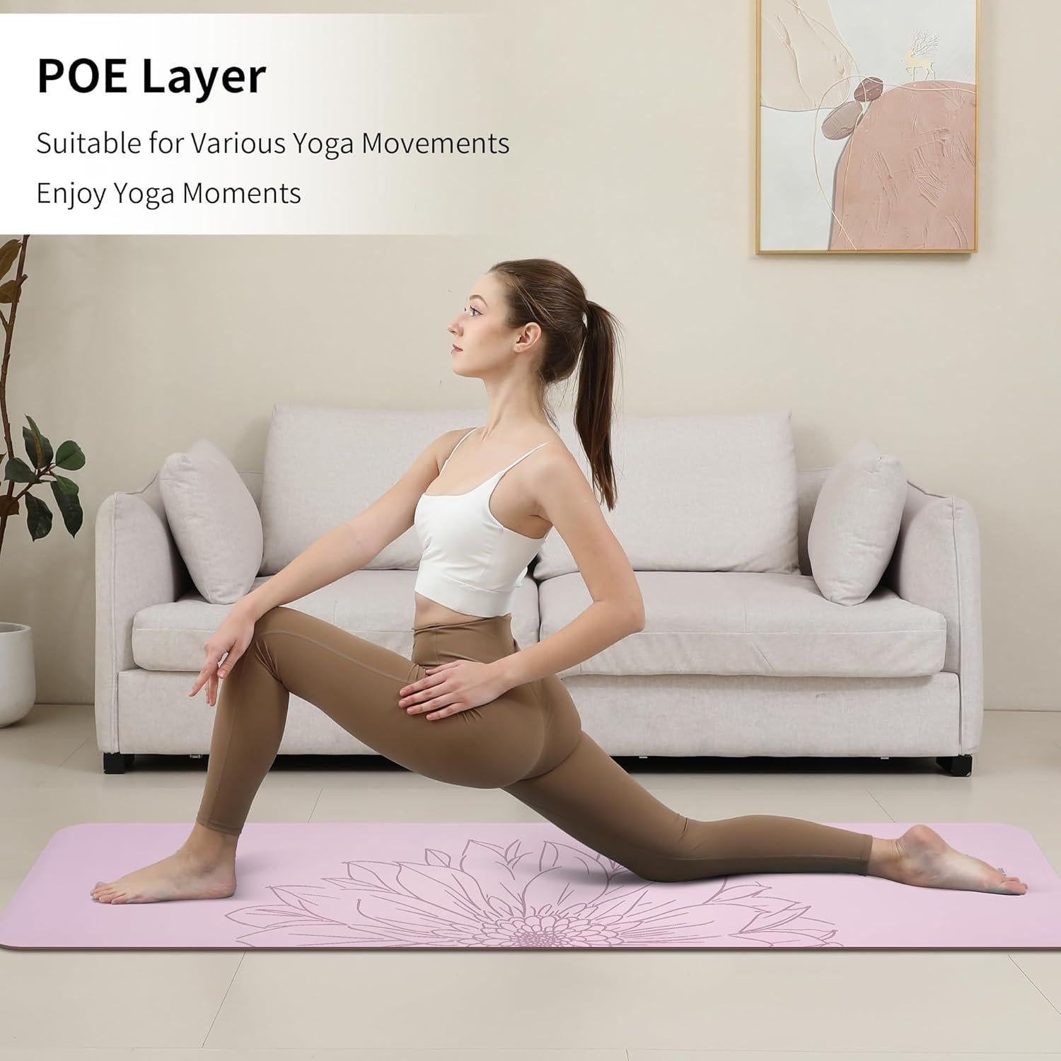 Estera de Yoga Antideslizante HAHE 8mm Púrpura Taro 182x61cm