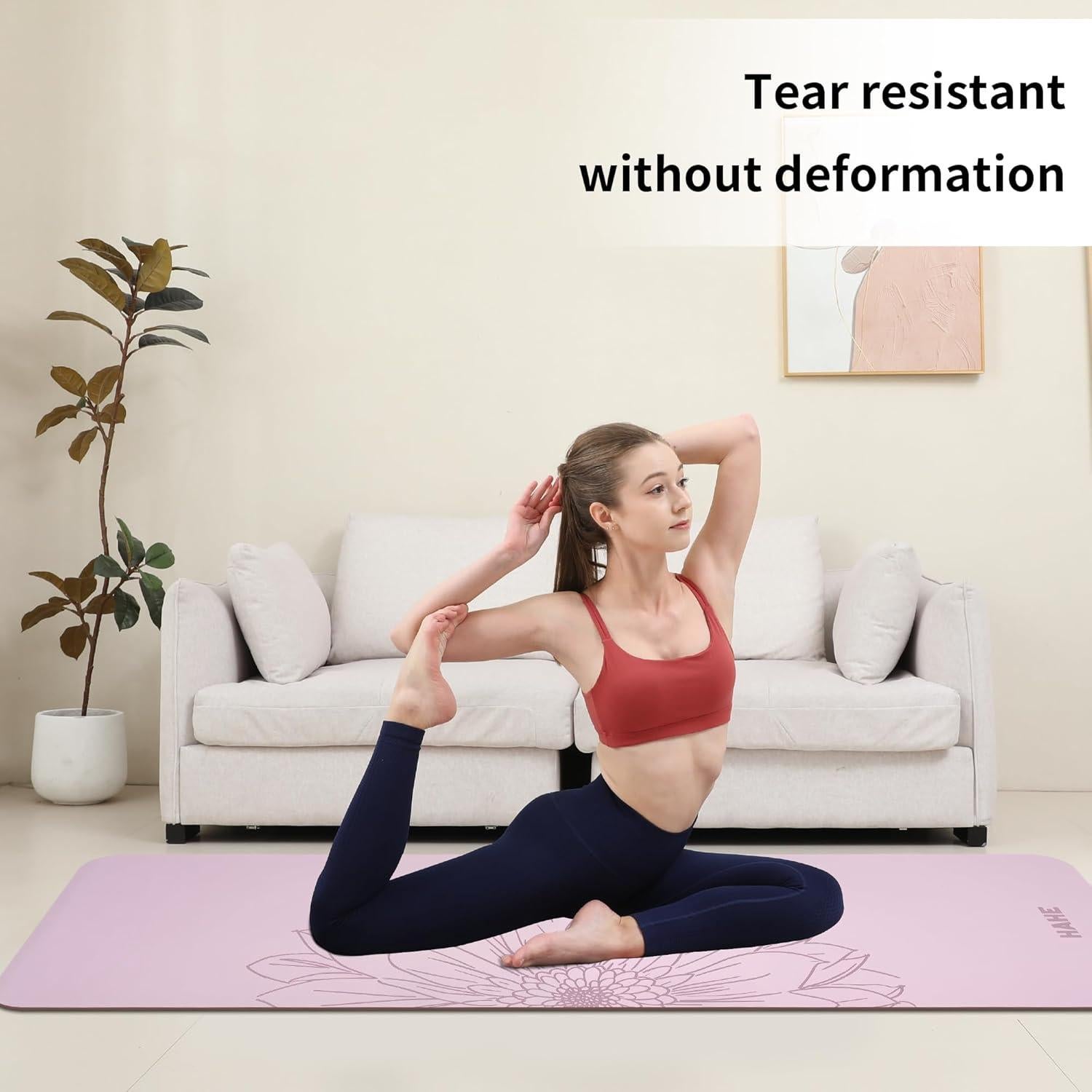 Estera de Yoga Antideslizante HAHE 8mm Púrpura Taro 182x61cm