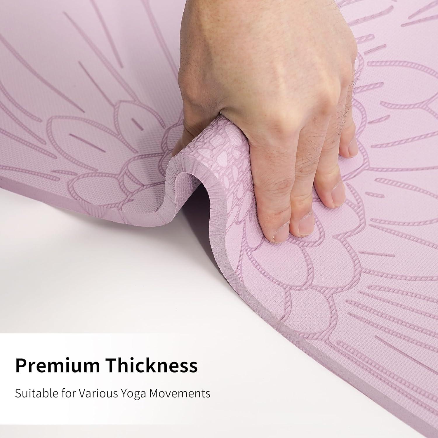 Estera de Yoga Antideslizante HAHE 8mm Púrpura Taro 182x61cm