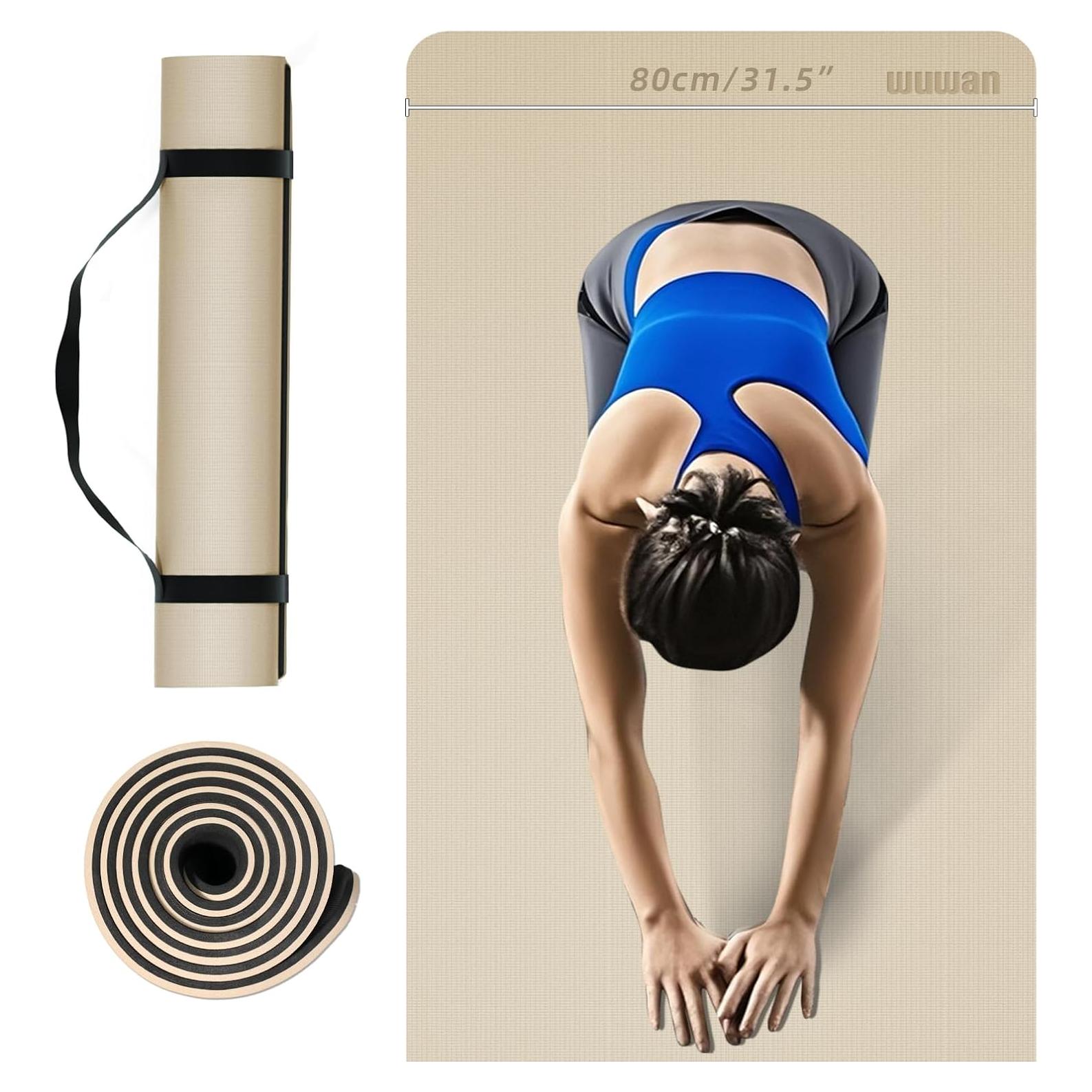 Esterilla de Yoga WUWAN Extra Ancha 81 cm Antideslizante 0.84 cm