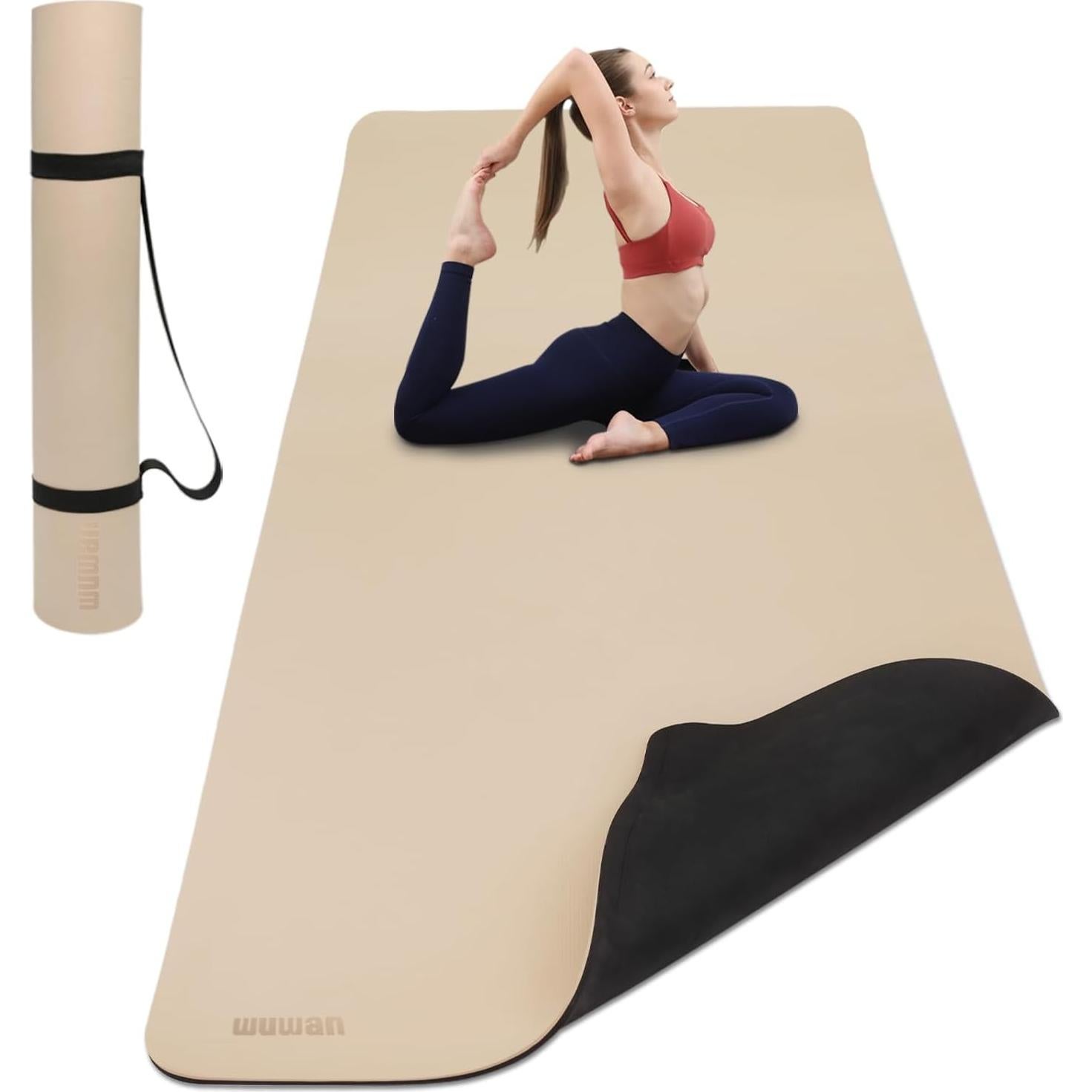 Esterilla de Yoga WUWAN Extra Ancha 81 cm Antideslizante 0.84 cm
