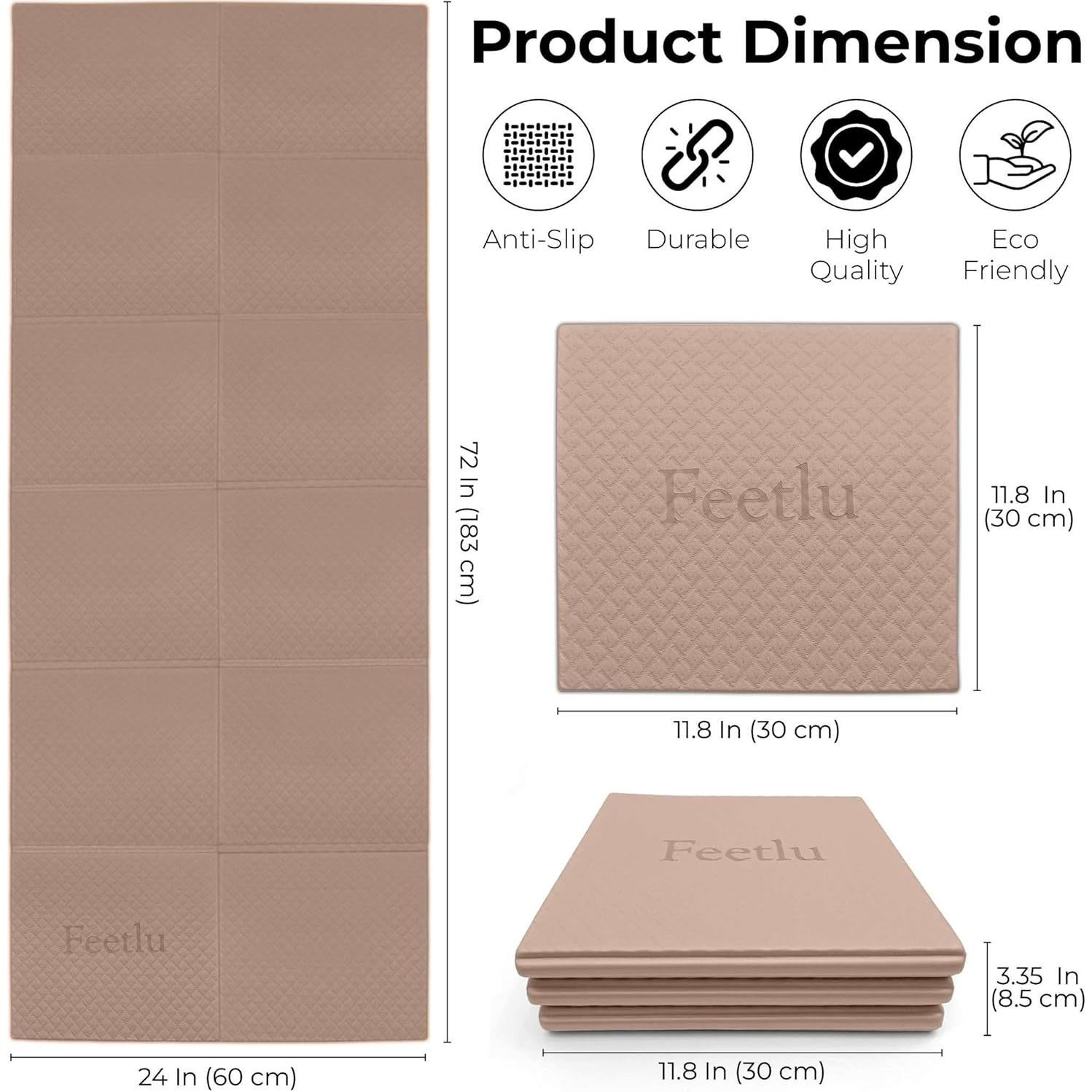 Alfombrilla de Yoga Plegable Feetlu 183x61cm Antideslizante 6mm