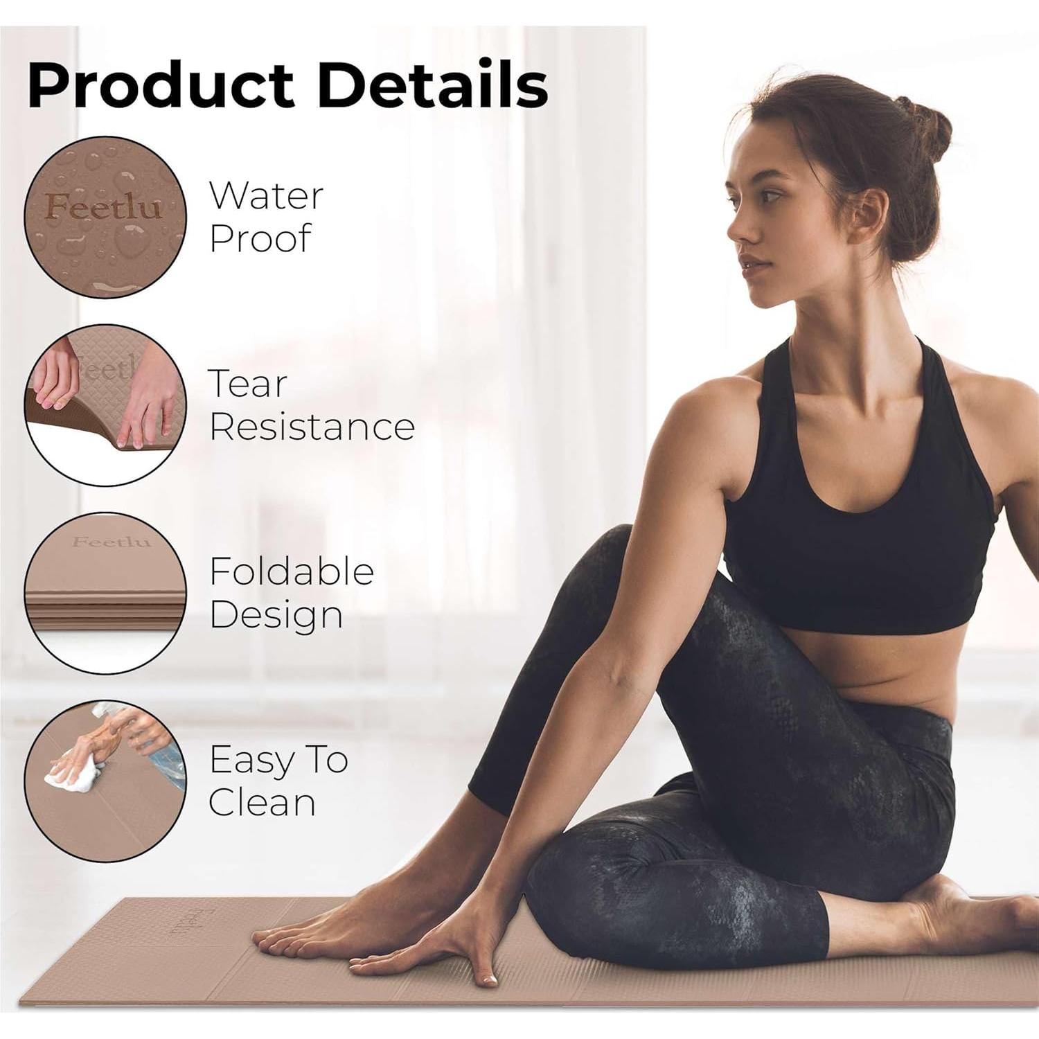 Alfombrilla de Yoga Plegable Feetlu 183x61cm Antideslizante 6mm