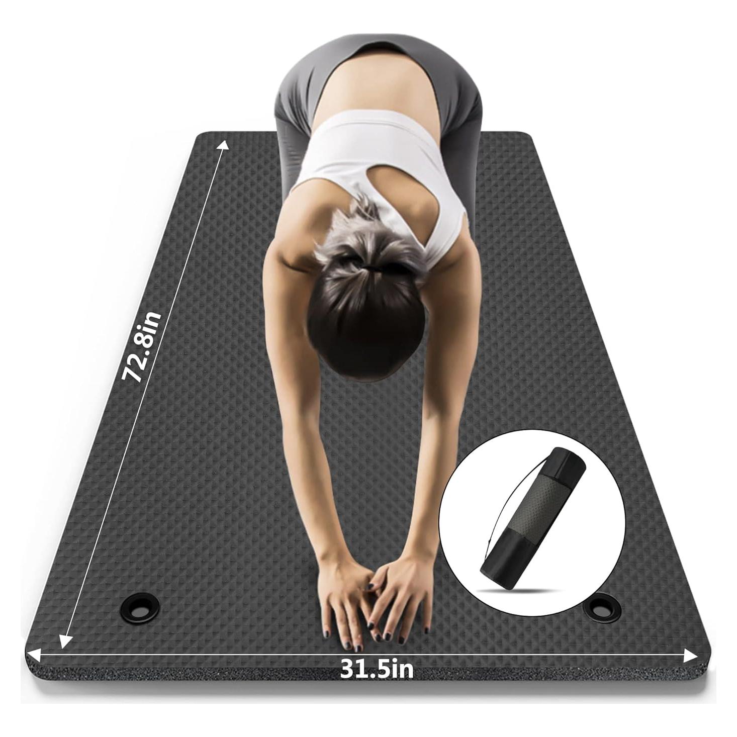 LFS Yoga Mat 72.8" x 31.5" x 2/5 inch Thick With Strap and Bag, Extra Wide Workout Mat for Women and Men, Non Slip Exercise Mat for Home Outdoor Yoga, Pilates, Stretching, Floor & Fitness Workouts