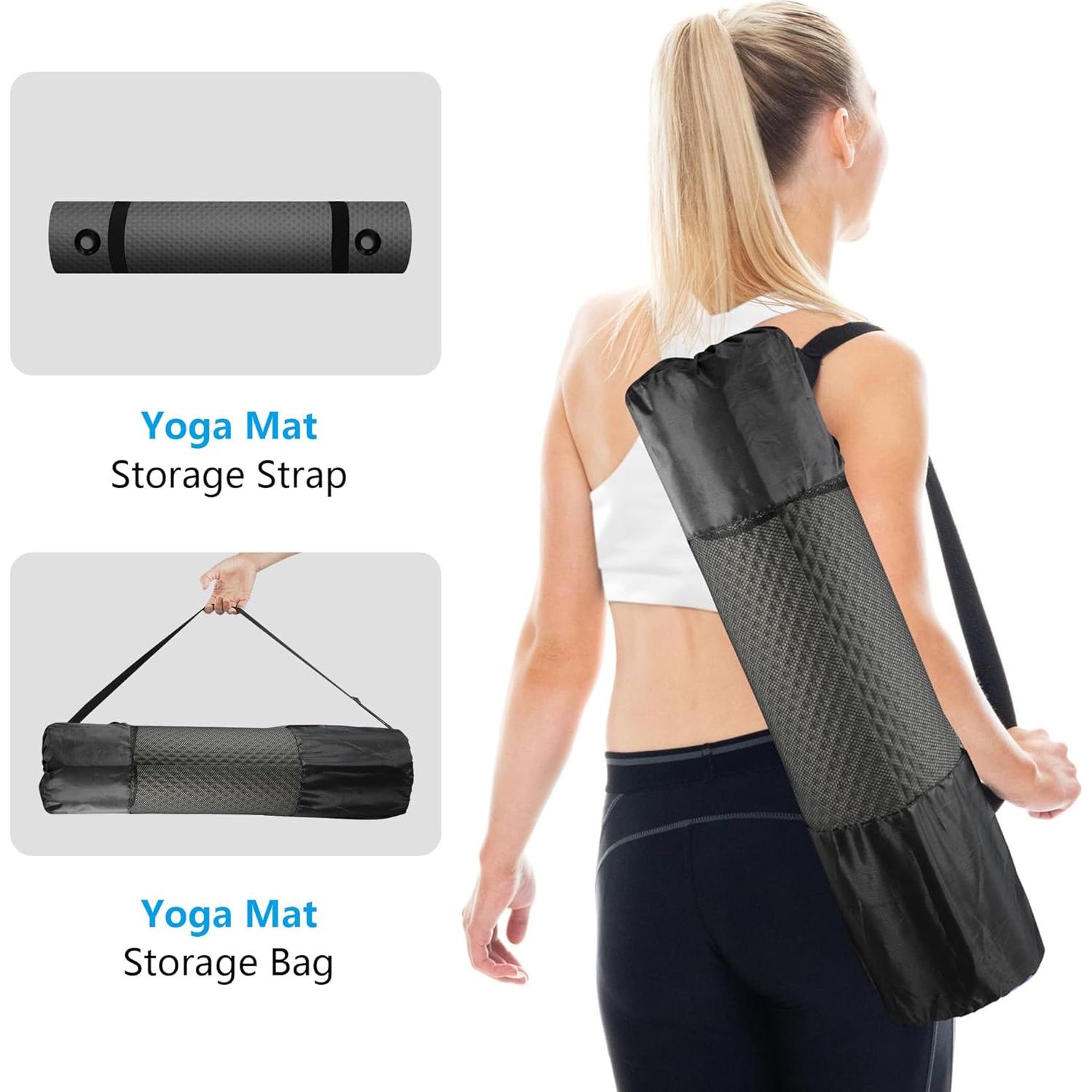 LFS Yoga Mat 72.8" x 31.5" x 2/5 inch Thick With Strap and Bag, Extra Wide Workout Mat for Women and Men, Non Slip Exercise Mat for Home Outdoor Yoga, Pilates, Stretching, Floor & Fitness Workouts