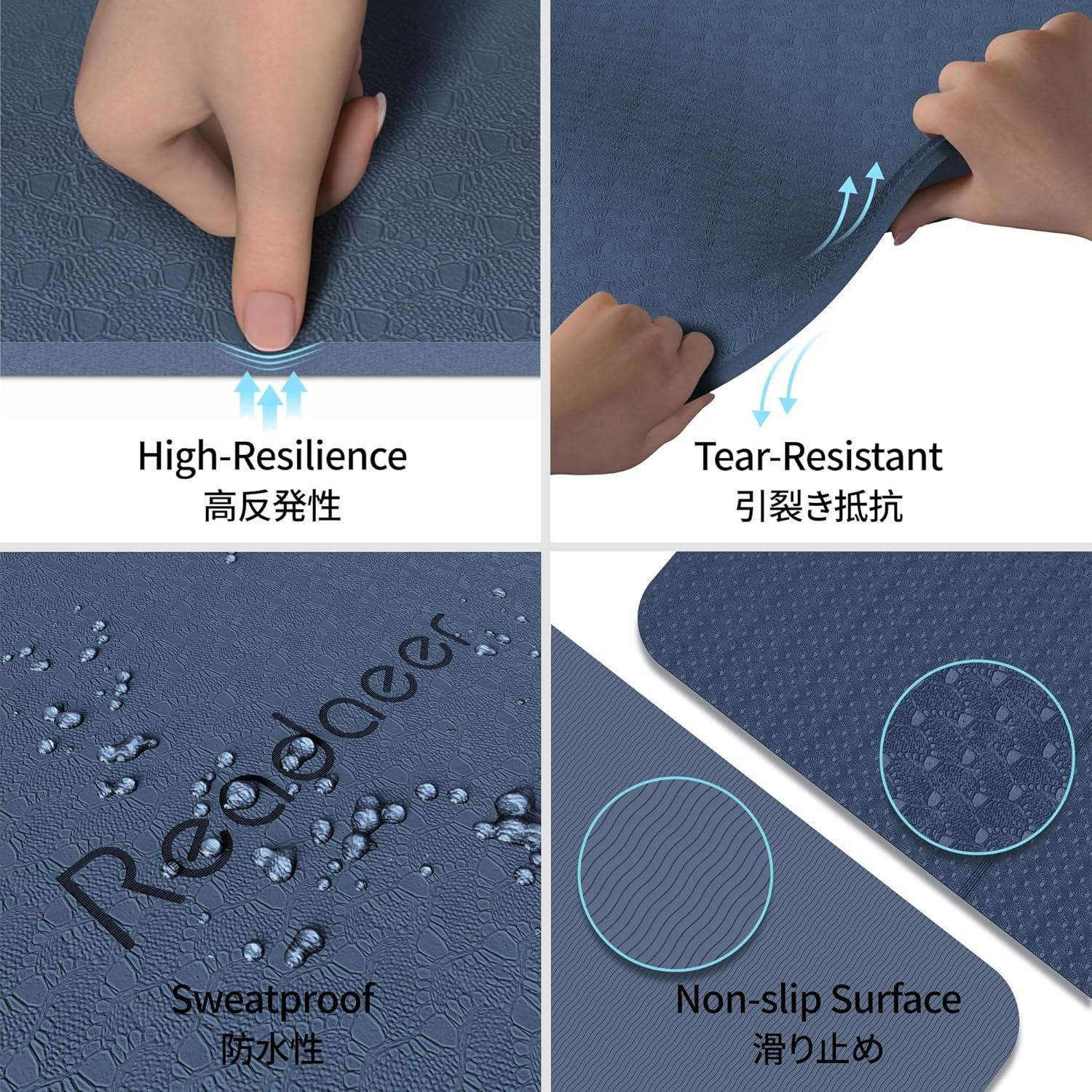 Esteras de Yoga Plegables READAEER 6mm Antideslizantes Azul