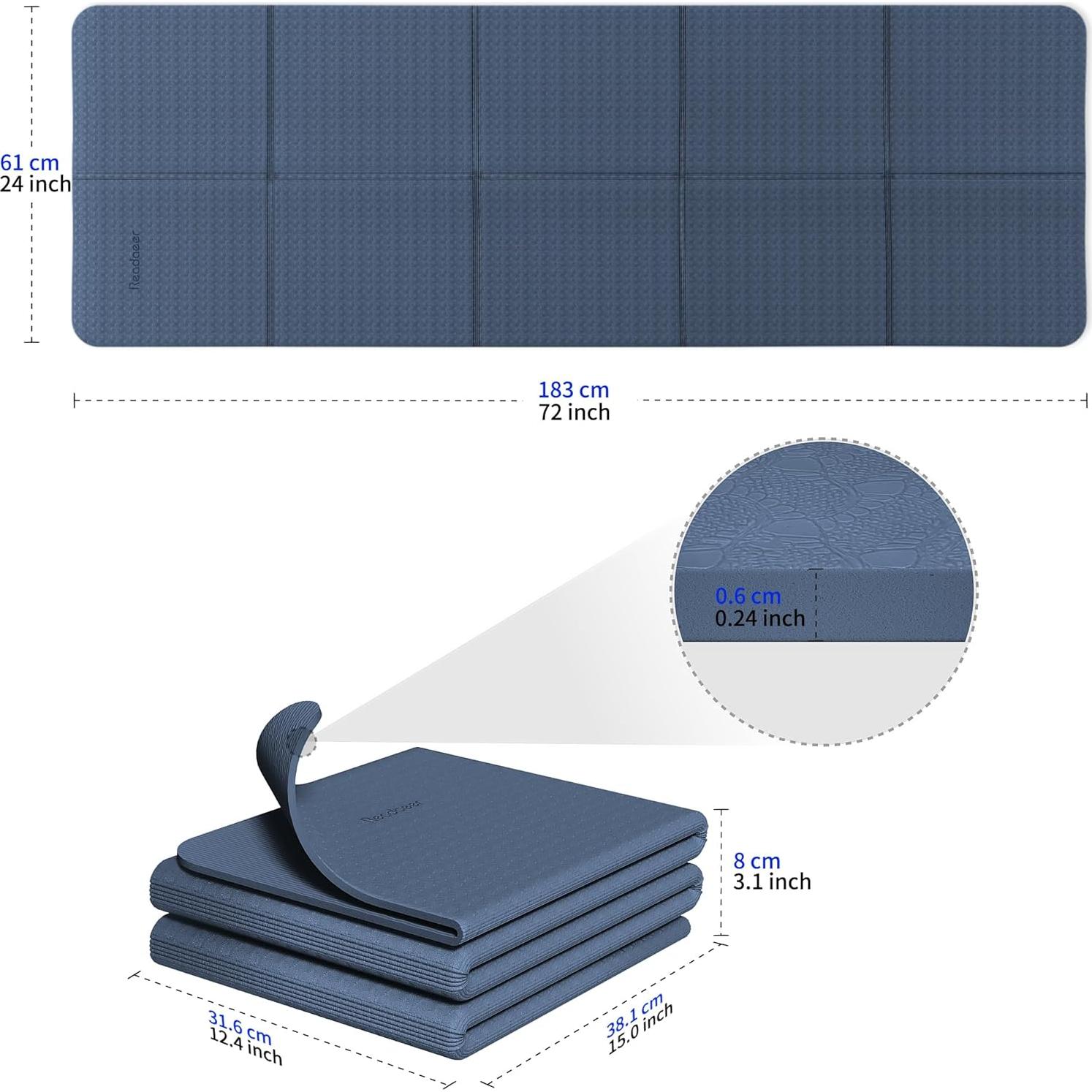 Esteras de Yoga Plegables READAEER 6mm Antideslizantes Azul
