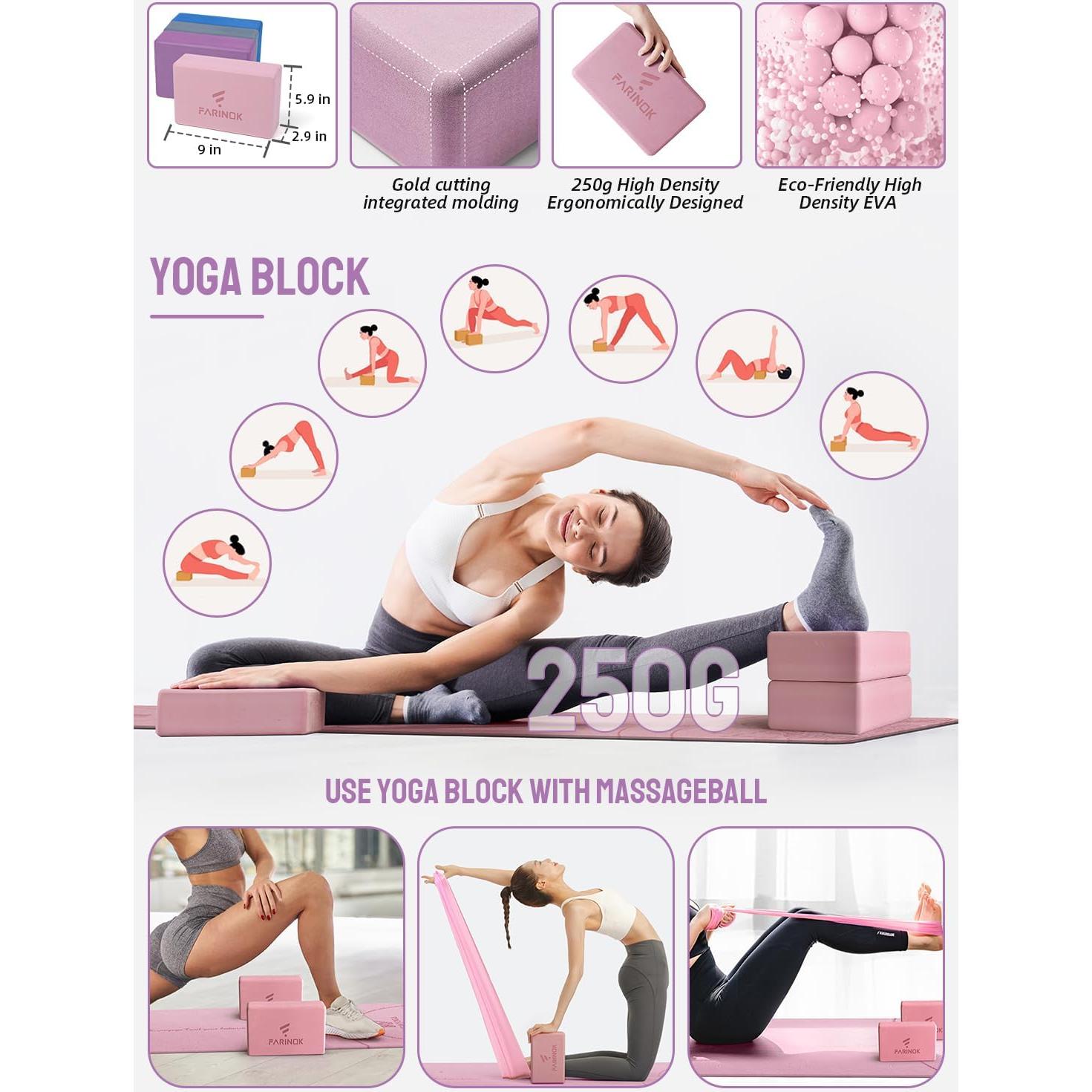 Conjunto de Esteras de Yoga Gruesas FARINOK 8mm Antideslizante