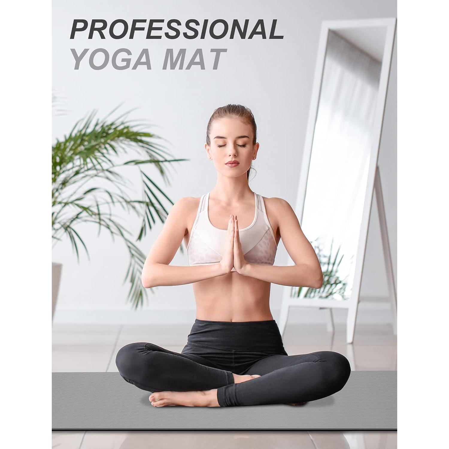 BEAUTYOVO Yoga Mat with Strap, 1/3 Inch Extra Thick Yoga Mat Double-sided Non Slip, Professional TPE Yoga Mats for Women Men, Workout Mat for Yoga, Pilates and Floor Exercises