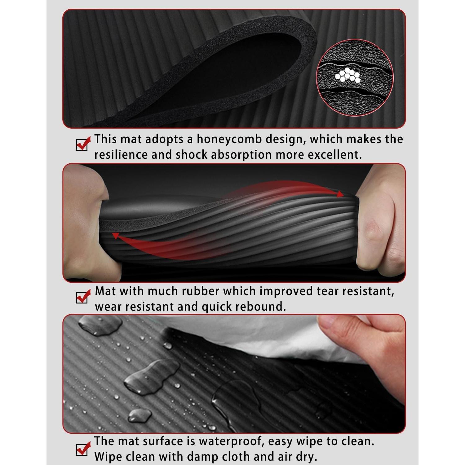 Yoga Mat Thick Wide Yoga Mats for Women Men Large Exercise Mat 78"x35" 1/2 Inch Workout Mat for Home Gym, with Carrying Yoga Bag