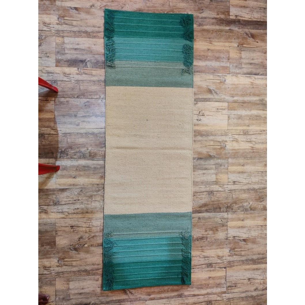 Alfombra de Yoga Ecológica Jaipur art & Rugs 183x61cm Verde-Blanco