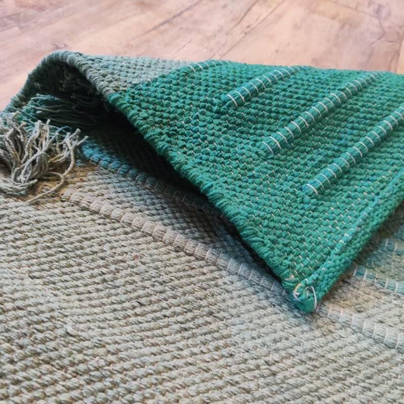 Alfombra de Yoga Ecológica Jaipur art & Rugs 183x61cm Verde-Blanco