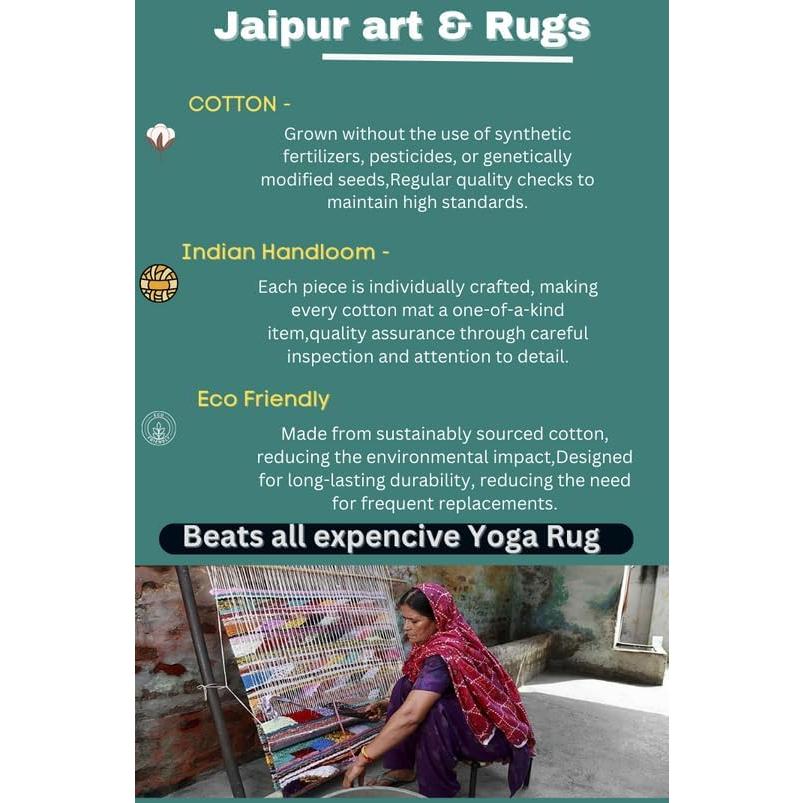 Alfombra de Yoga Ecológica Jaipur art & Rugs 183x61cm Verde-Blanco