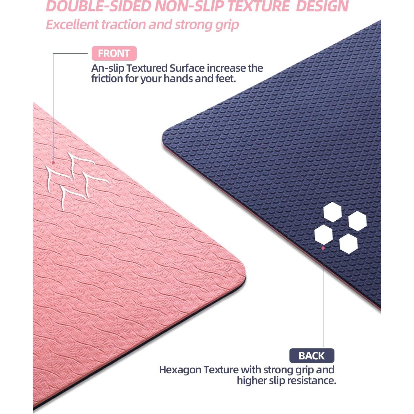 Esterilla de Yoga Antideslizante COOLMOON Rosa 182.88x61.96cm TPE