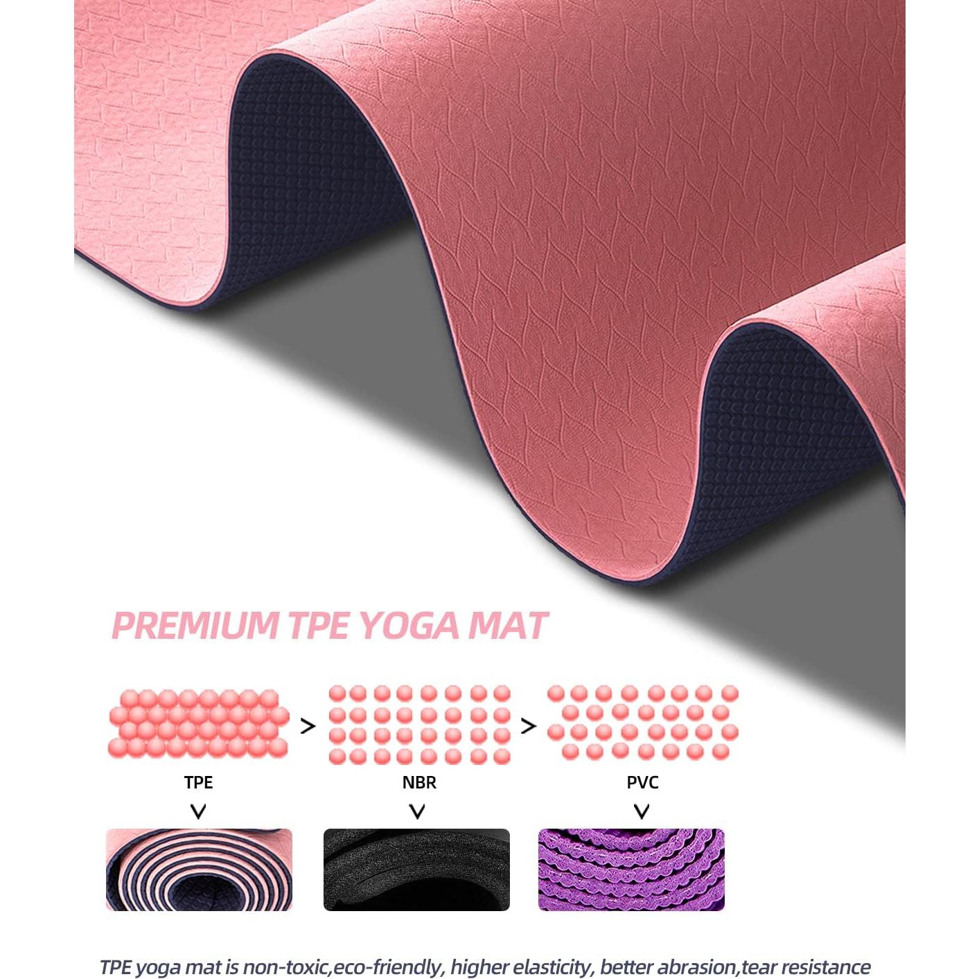 Esterilla de Yoga Antideslizante COOLMOON Rosa 182.88x61.96cm TPE