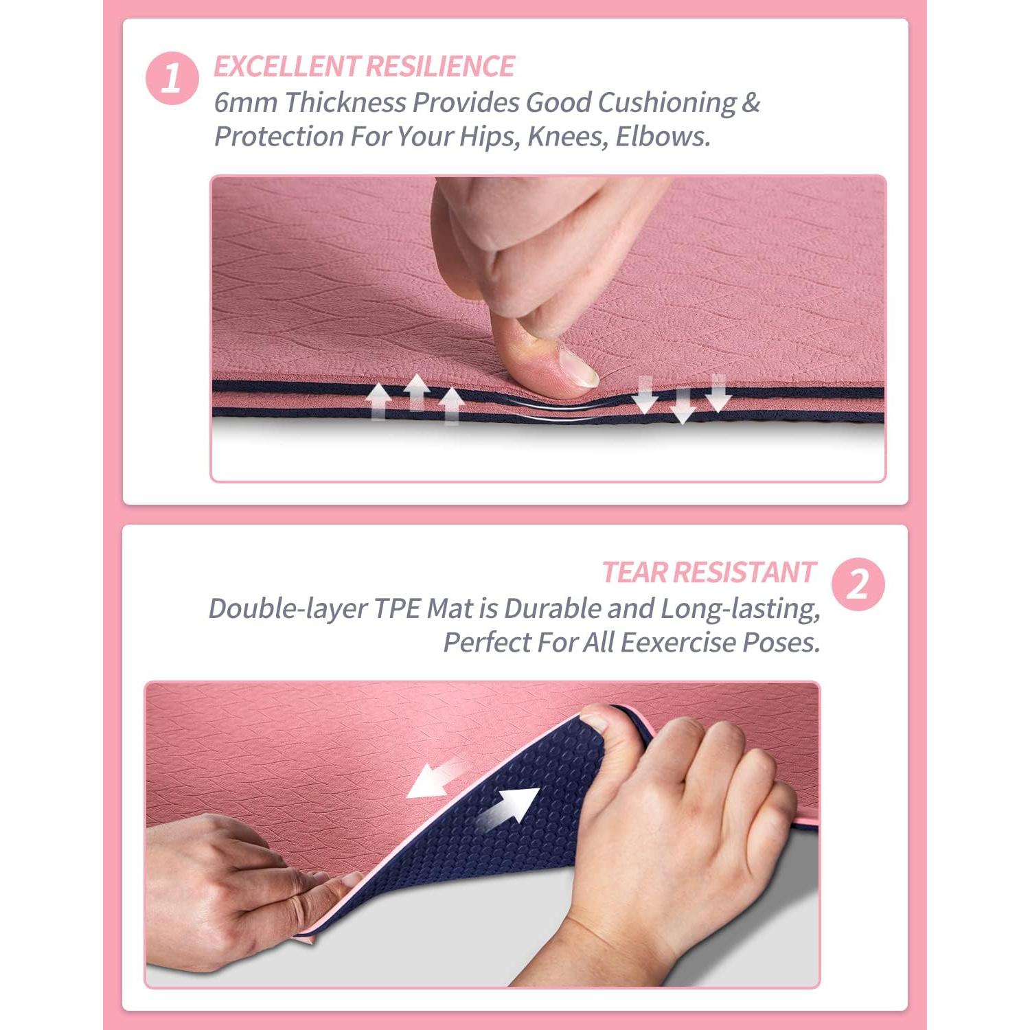 Esterilla de Yoga Antideslizante COOLMOON Rosa 182.88x61.96cm TPE