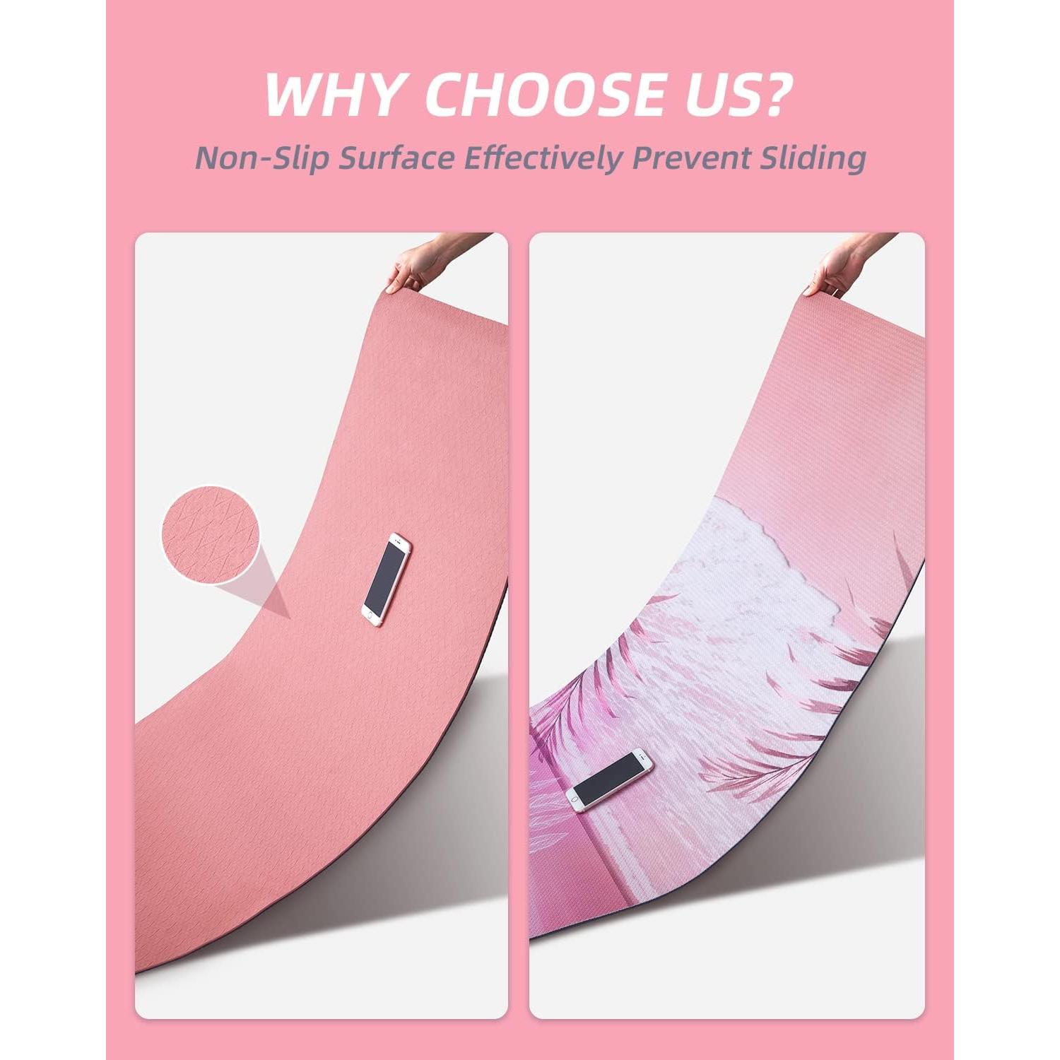 Esterilla de Yoga Antideslizante COOLMOON Rosa 182.88x61.96cm TPE
