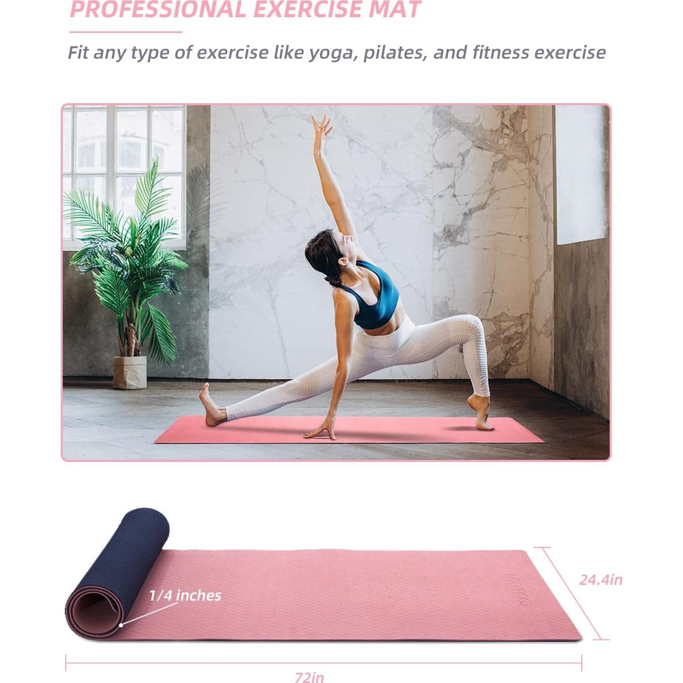 Esterilla de Yoga Antideslizante COOLMOON Rosa 182.88x61.96cm TPE