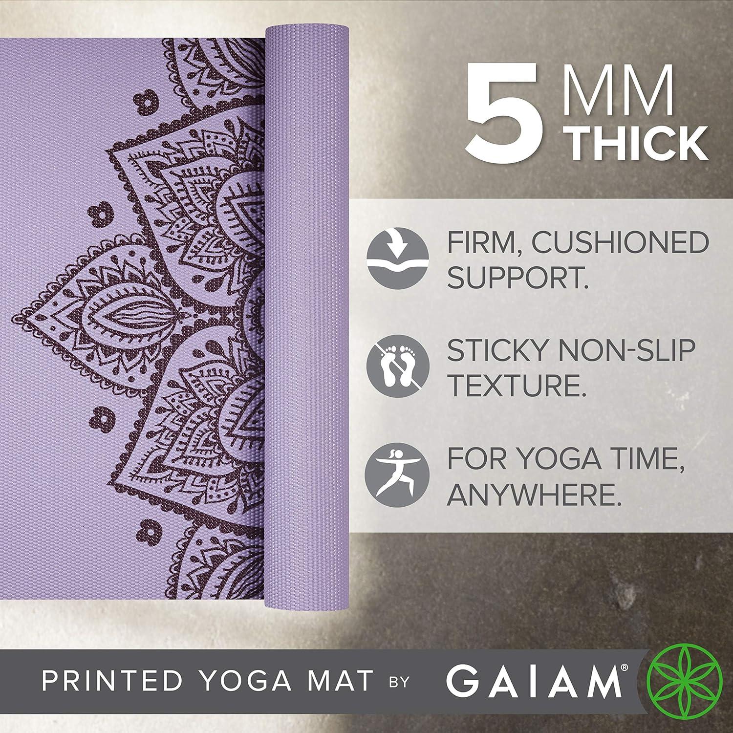 Esterilla de Yoga Gaiam 5mm Antideslizante Lila 172.7x61cm