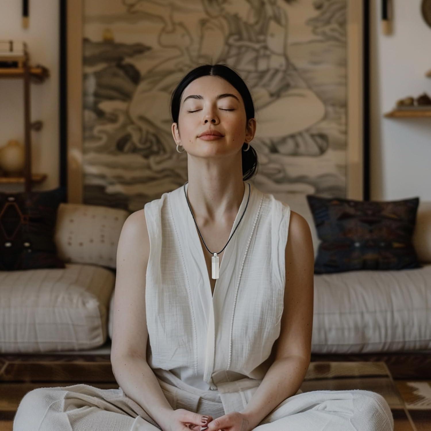 Collar de Meditación 528 Hz MIKUHOT Plata para Alivio del Estrés