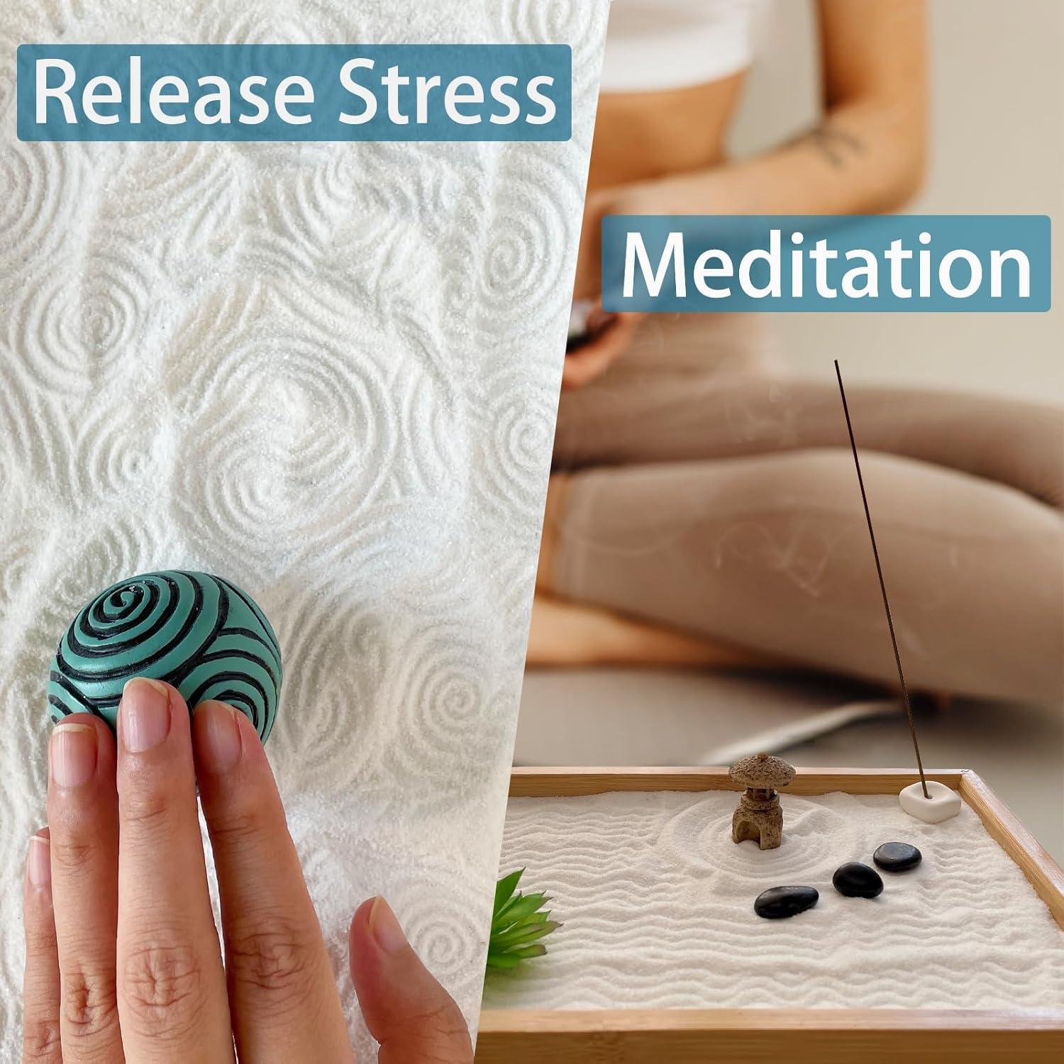 Kit Jardín Zen Mini Threeheng con Bandeja de Bambú y Accesorios