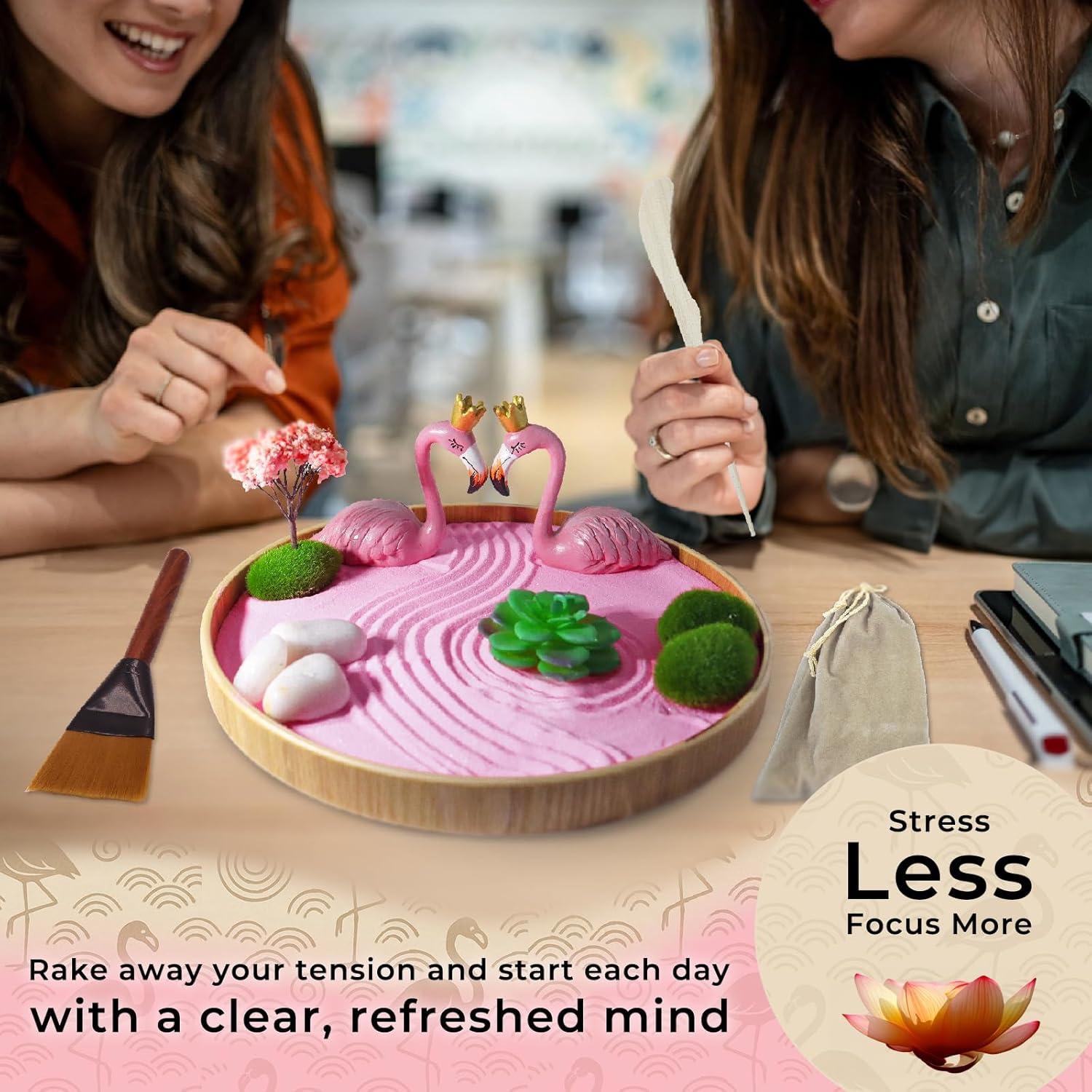 Jardín Zen CALMCREST Rosa Japonés con Accesorios 25x25 cm