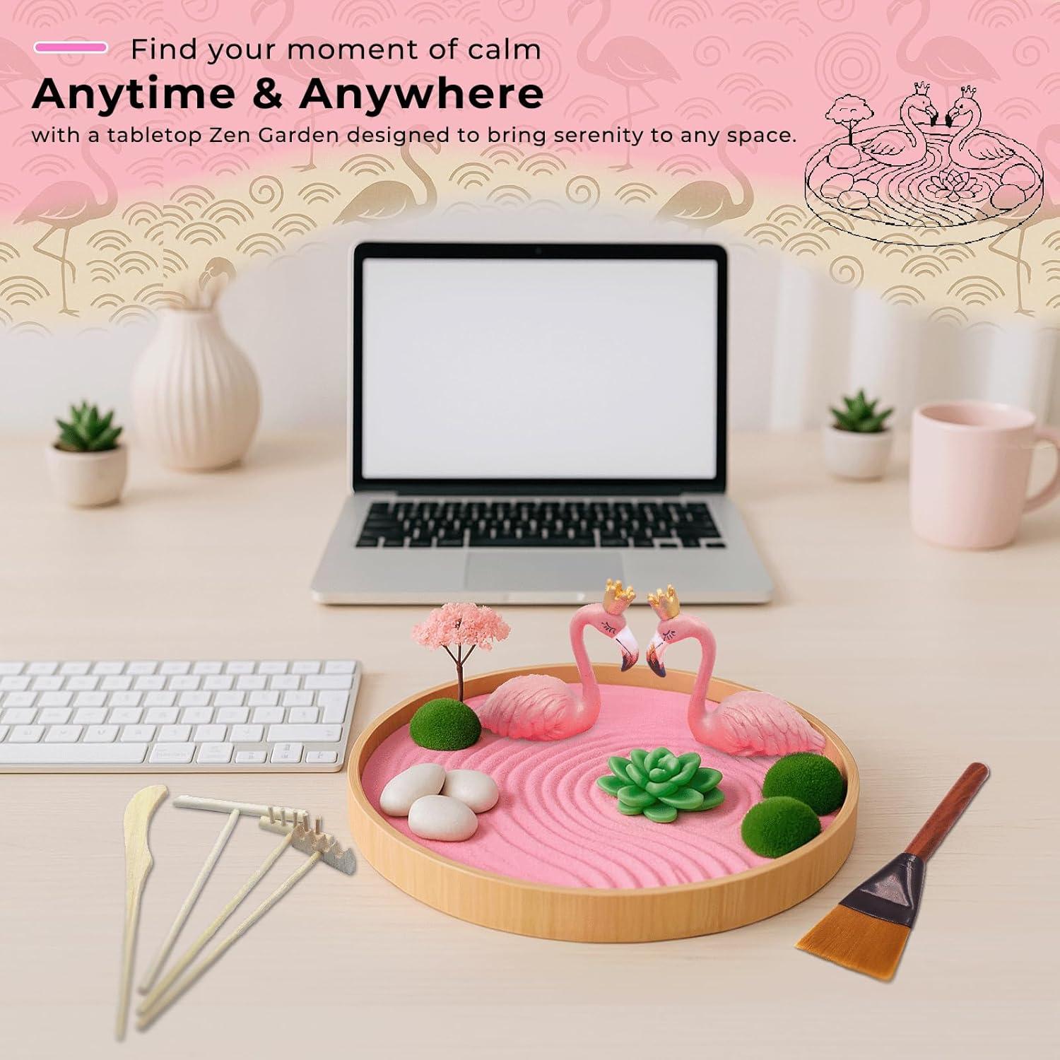 Jardín Zen CALMCREST Rosa Japonés con Accesorios 25x25 cm