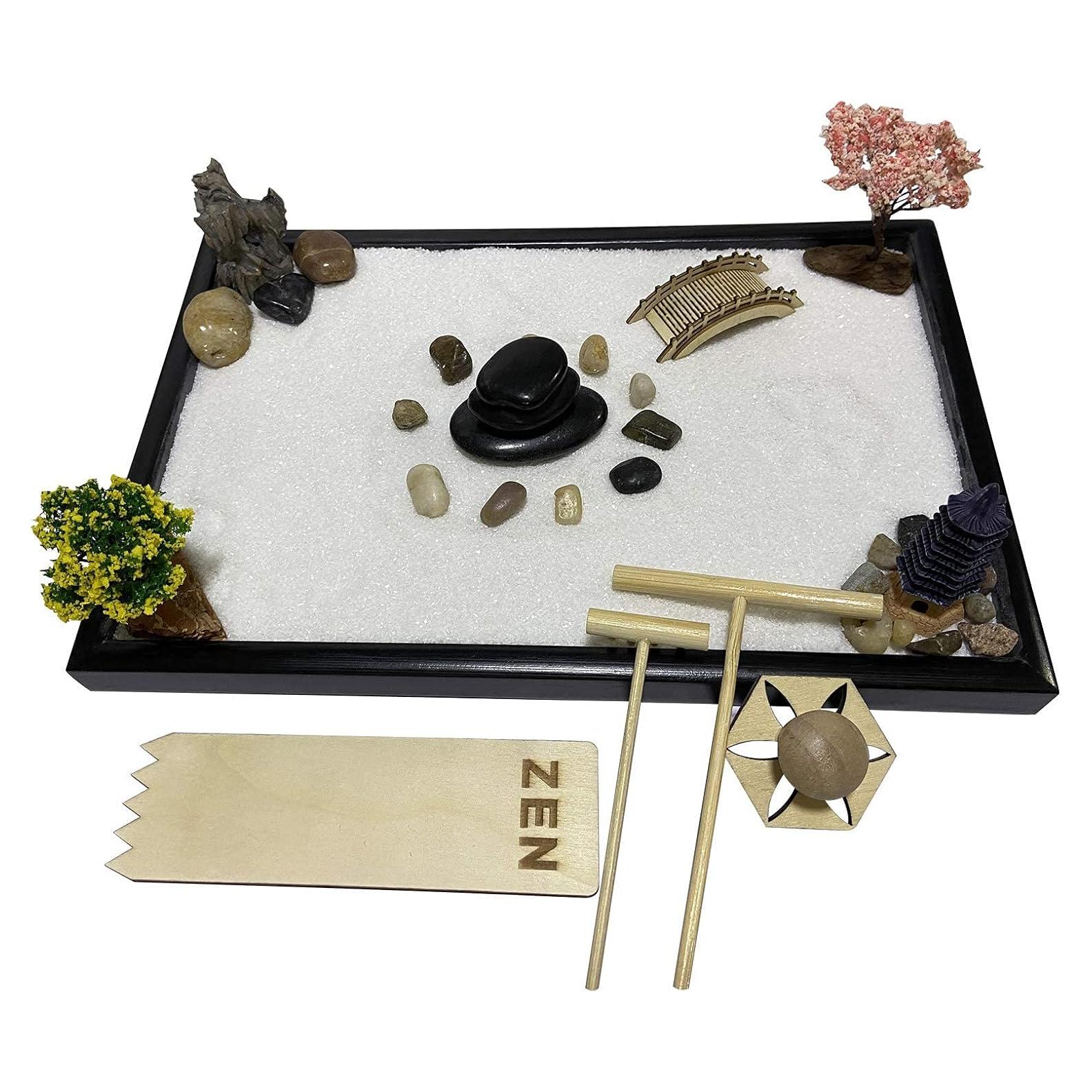 Kit Jardín Zen Japonés Oritlife 30x20 cm con Arena y Rastrillo