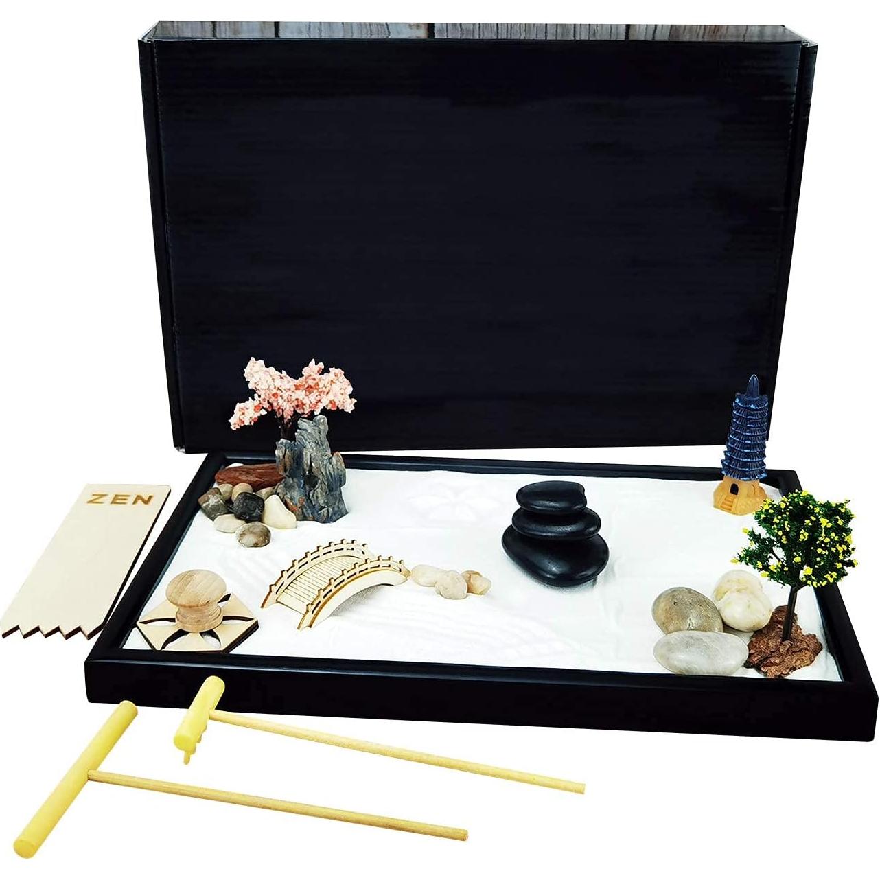 Kit Jardín Zen Japonés Oritlife 30x20 cm con Arena y Rastrillo