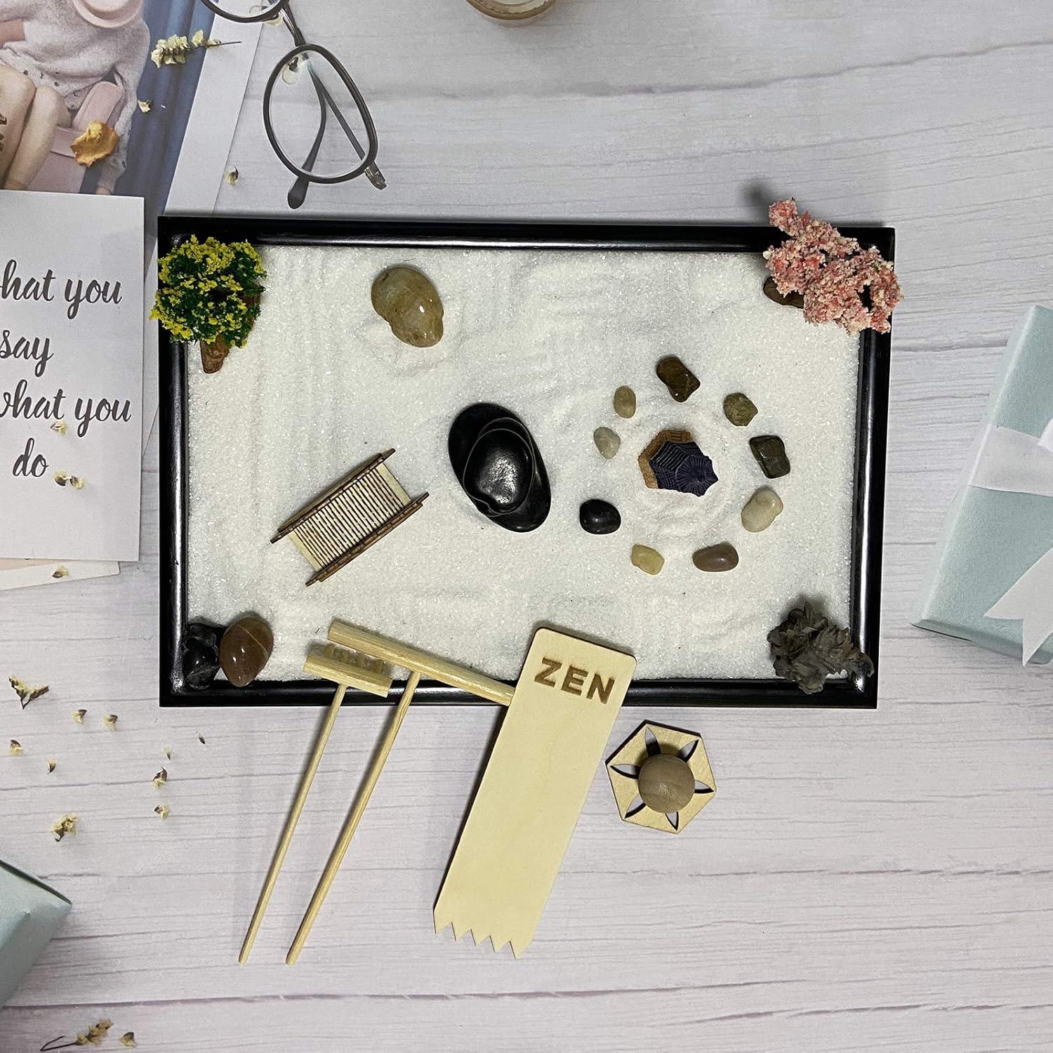 Kit Jardín Zen Japonés Oritlife 30x20 cm con Arena y Rastrillo