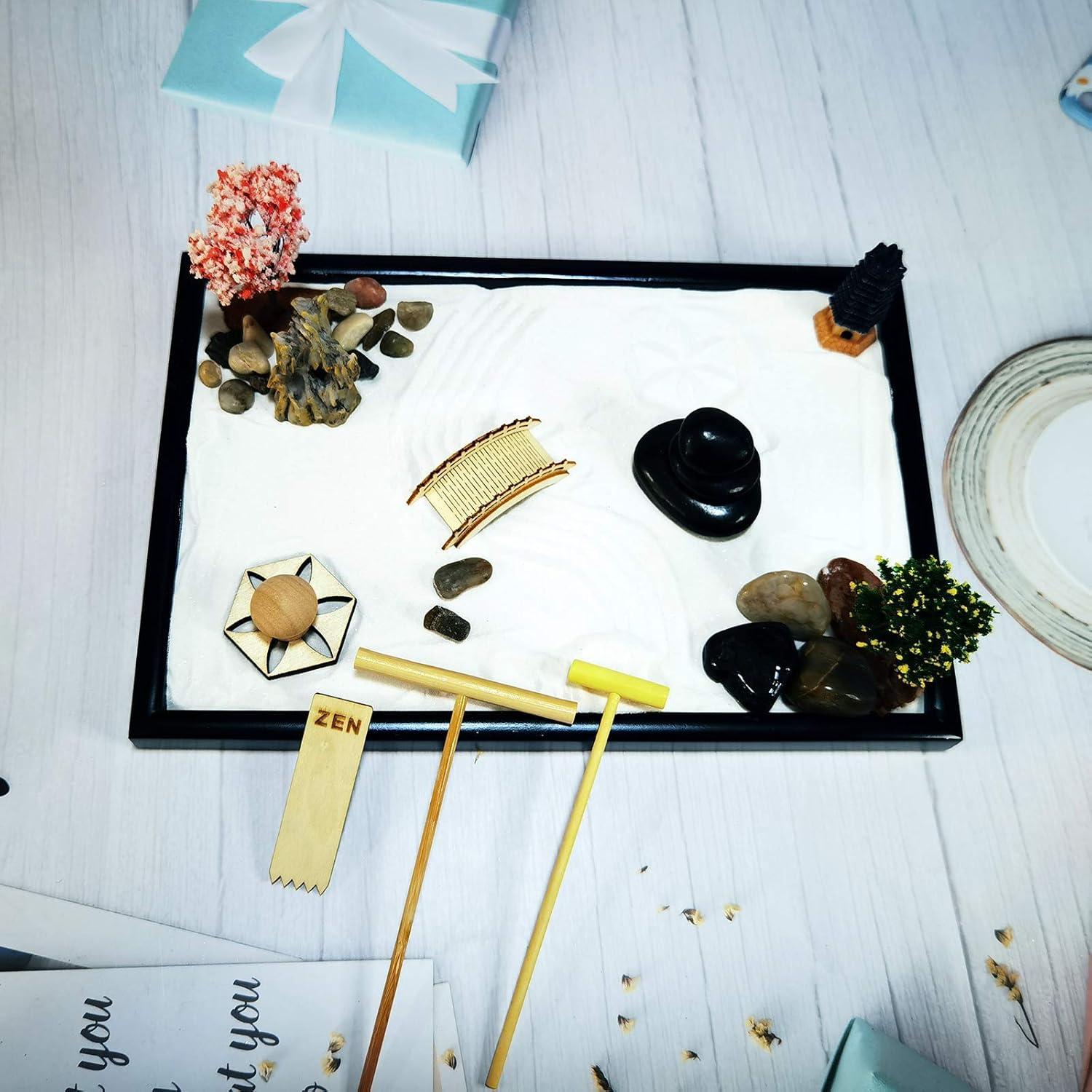 Kit Jardín Zen Japonés Oritlife 30x20 cm con Arena y Rastrillo